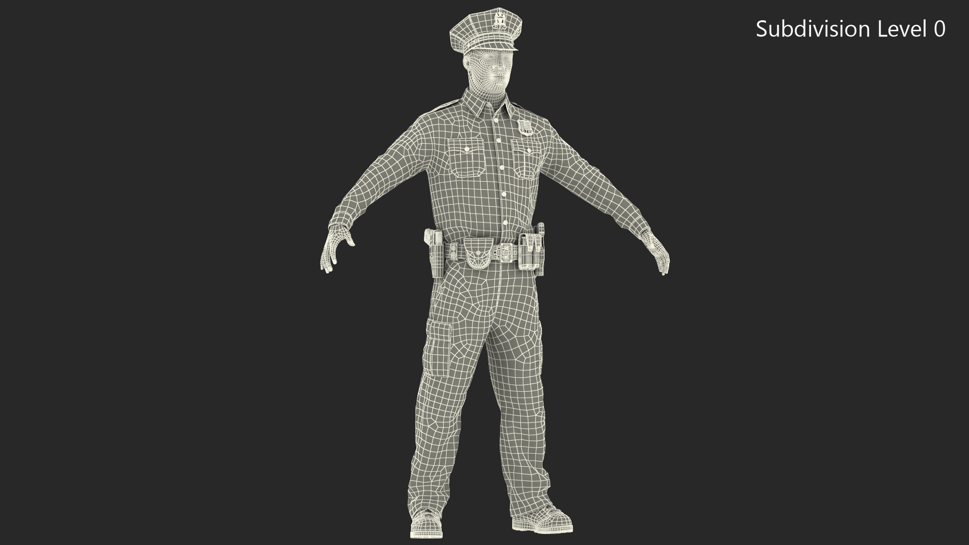 African American NYPD Police Officer T-Pose Fur 3D