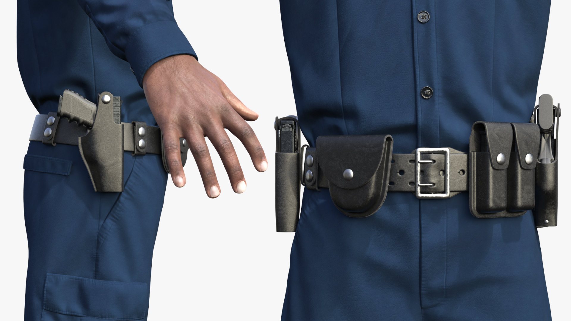 African American NYPD Police Officer T-Pose Fur 3D