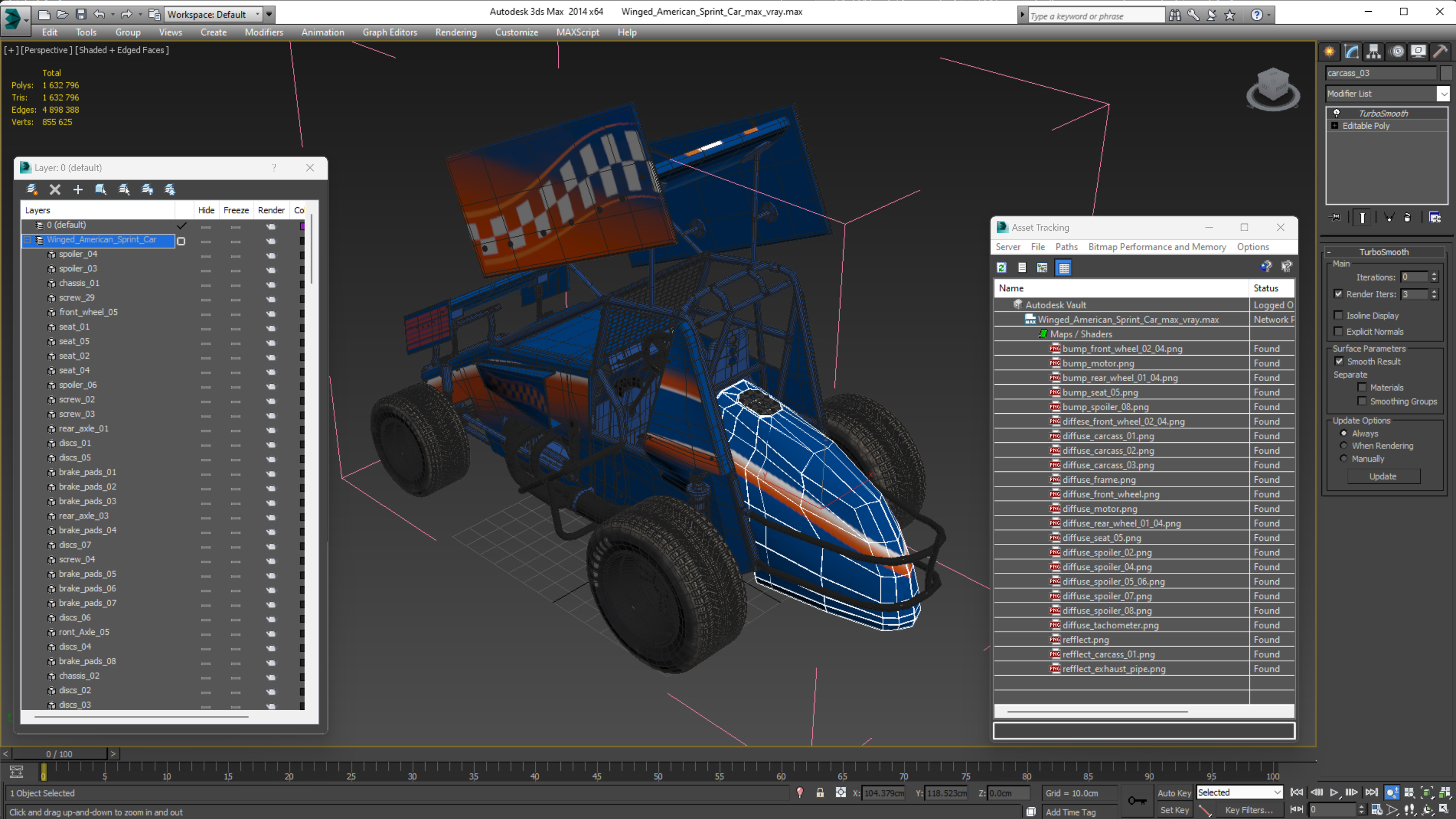 3D Winged American Sprint Car