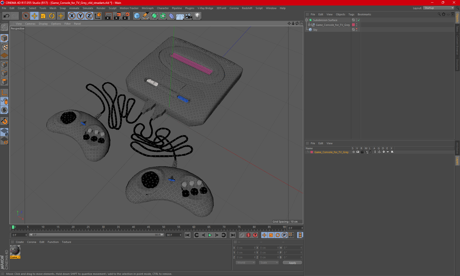 Game Console for TV Grey 3D model