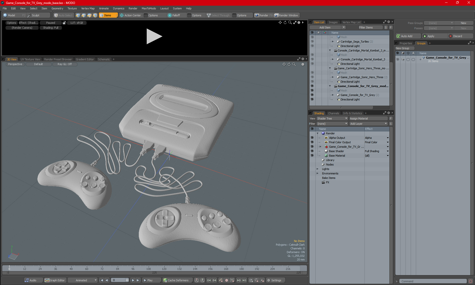 Game Console for TV Grey 3D model