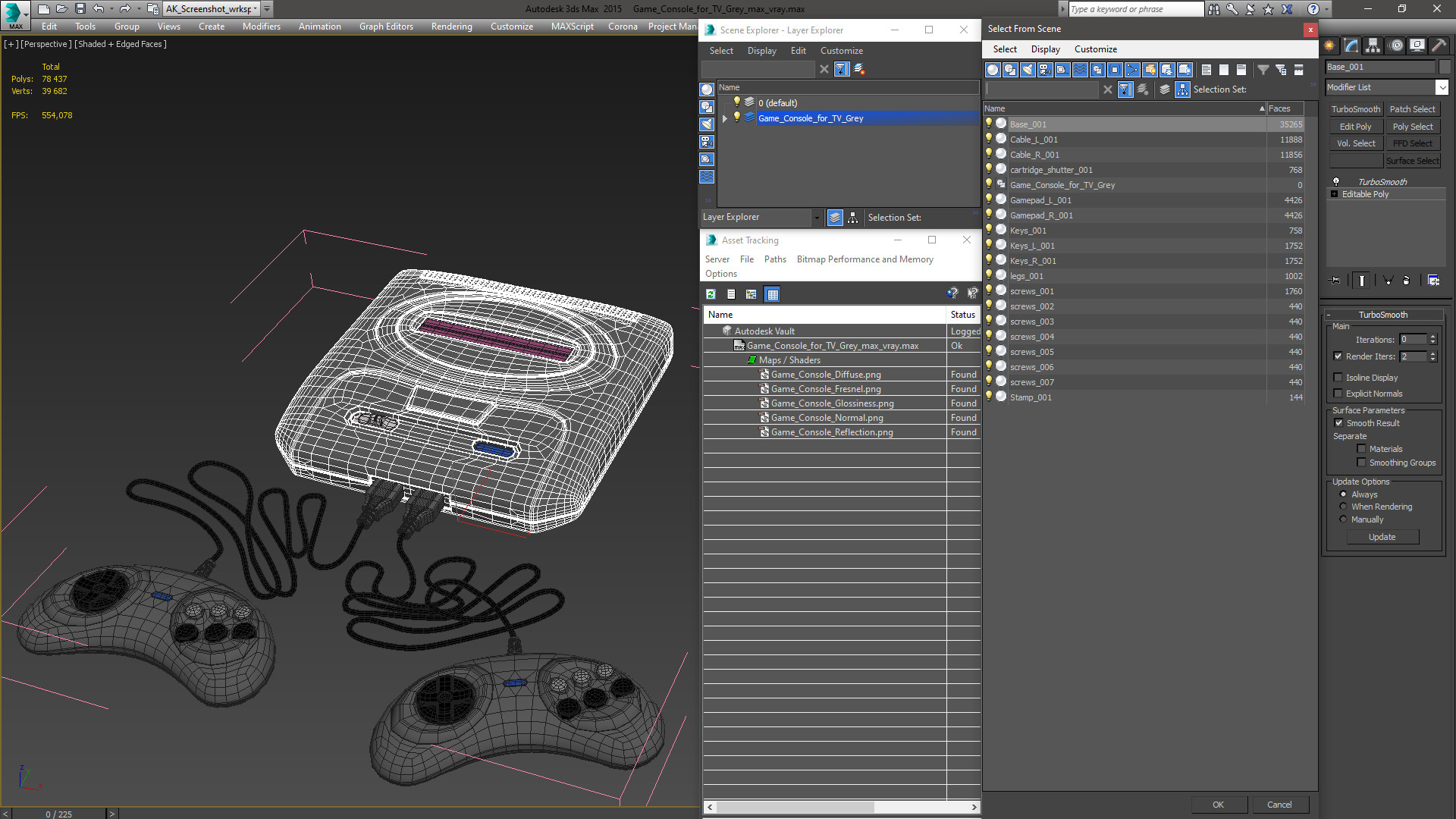 Game Console for TV Grey 3D model