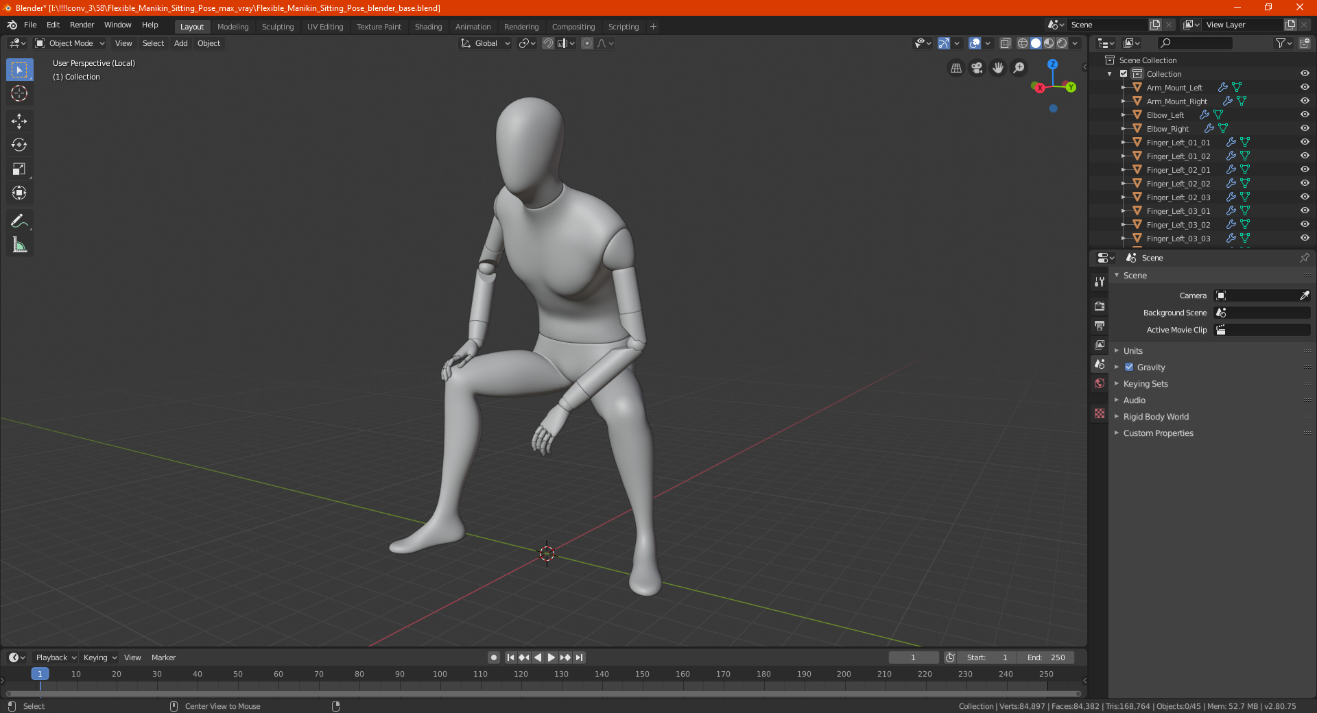 Flexible Manikin Sitting Pose 3D model