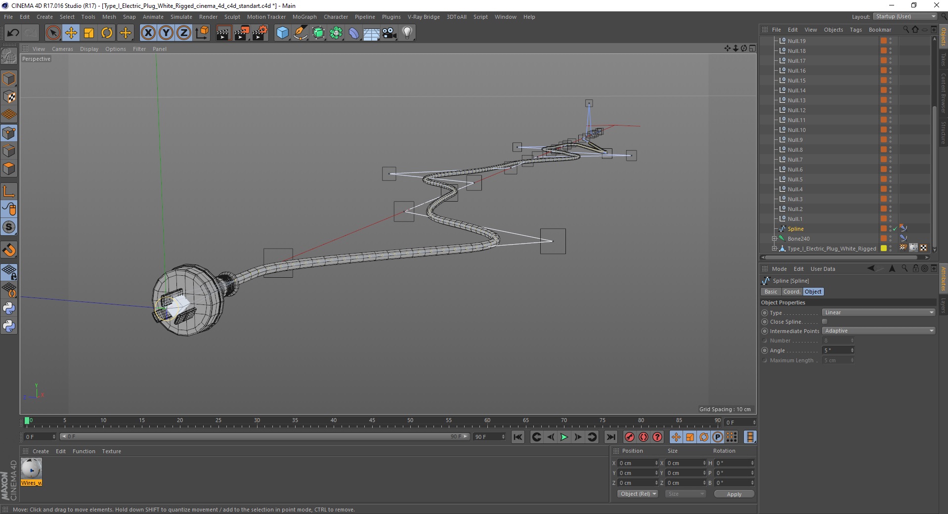 Type I Electric Plug White Rigged for Cinema 4D 3D