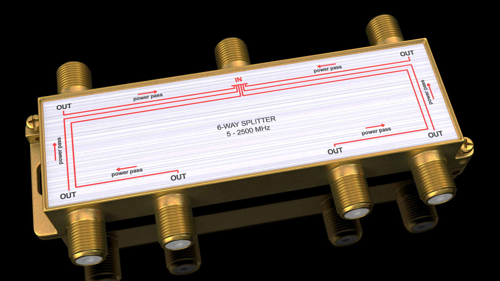 Wide Broadband Coaxial Splitter F Type 6 Way 3D model