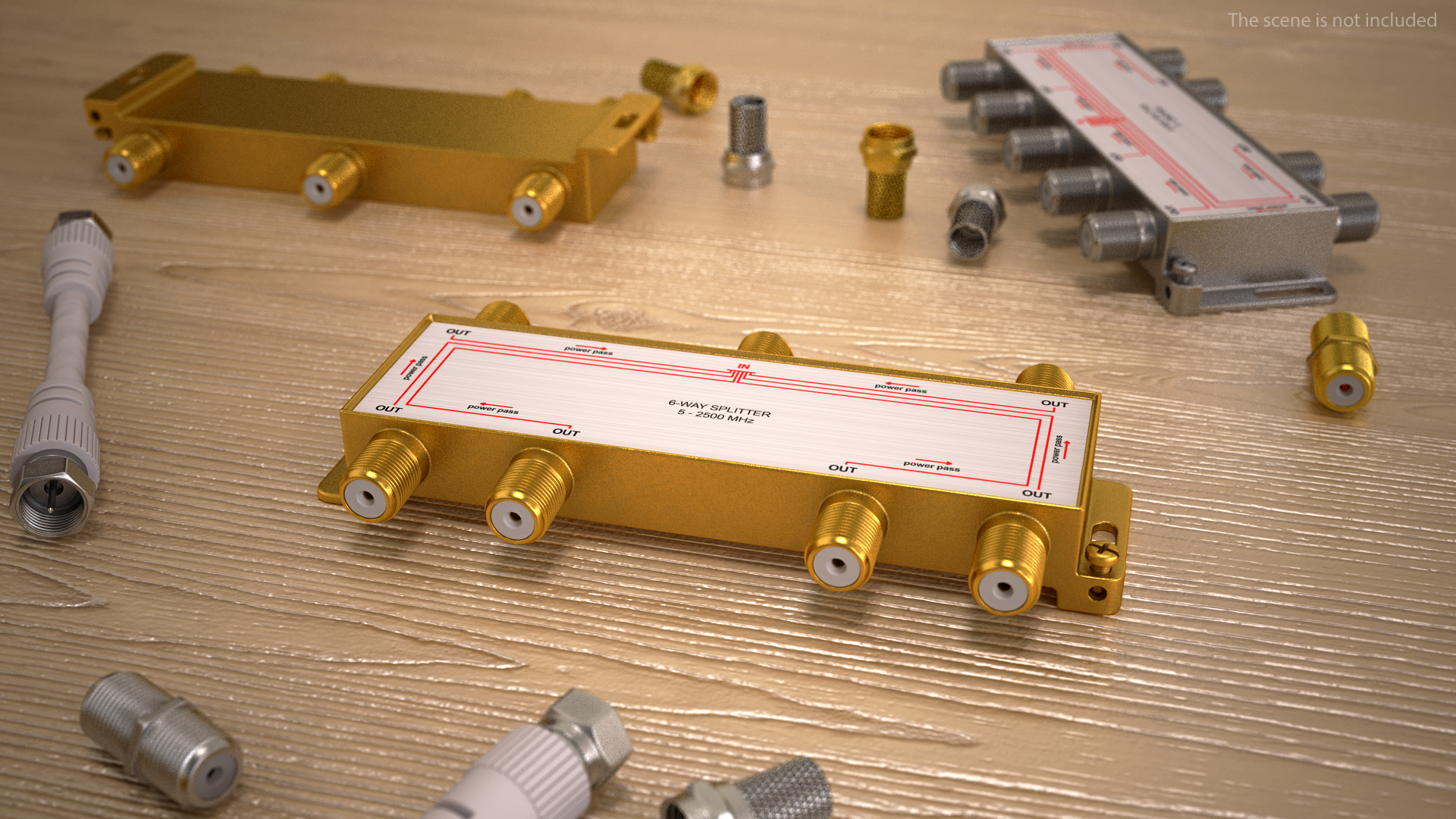 Wide Broadband Coaxial Splitter F Type 6 Way 3D model