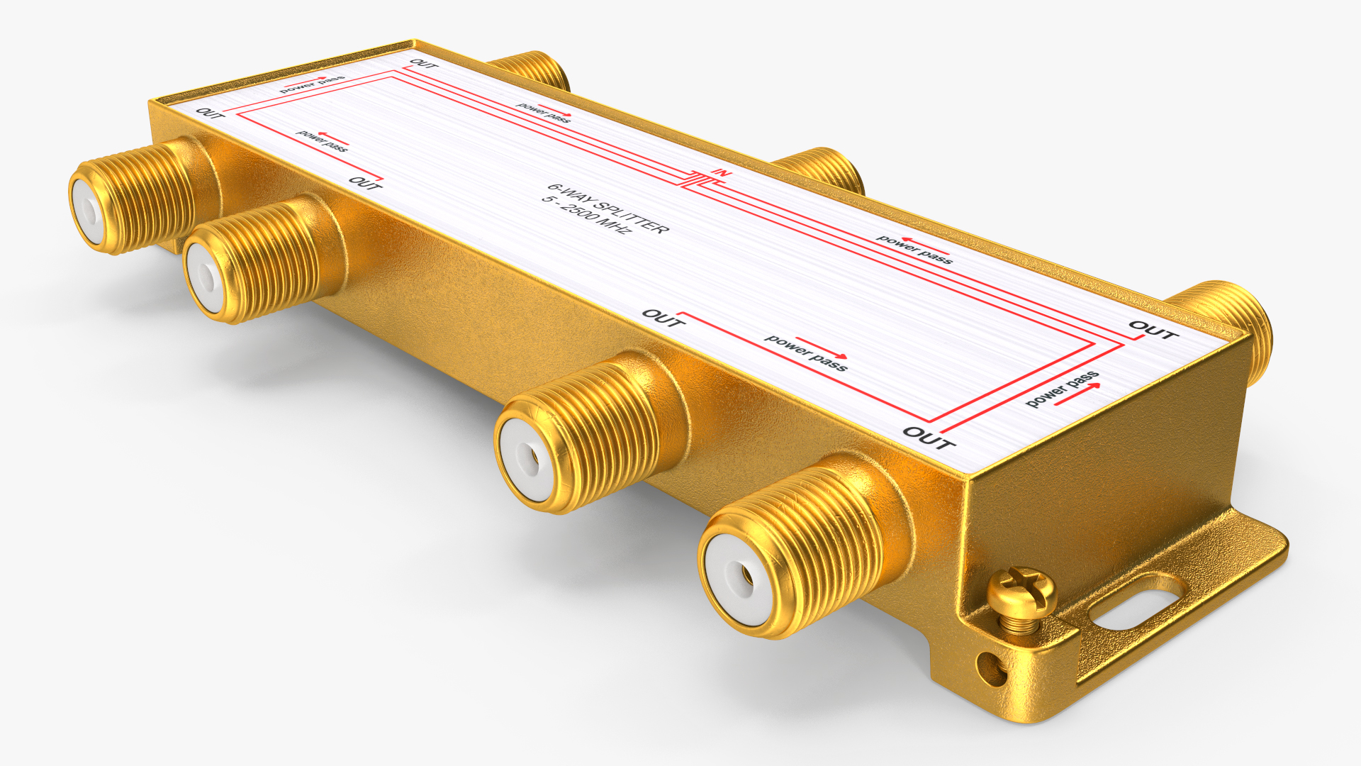 Wide Broadband Coaxial Splitter F Type 6 Way 3D model