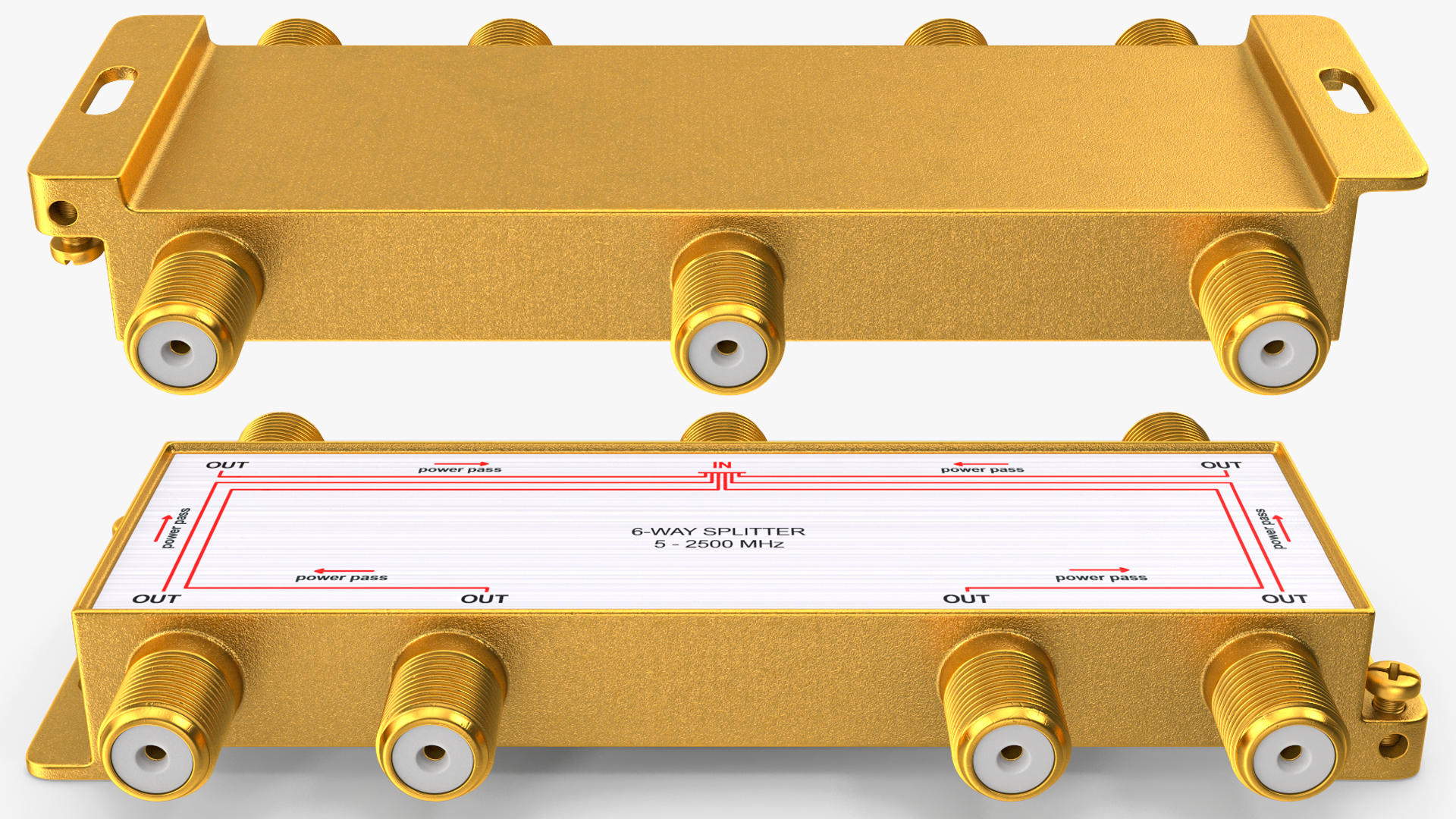 Wide Broadband Coaxial Splitter F Type 6 Way 3D model