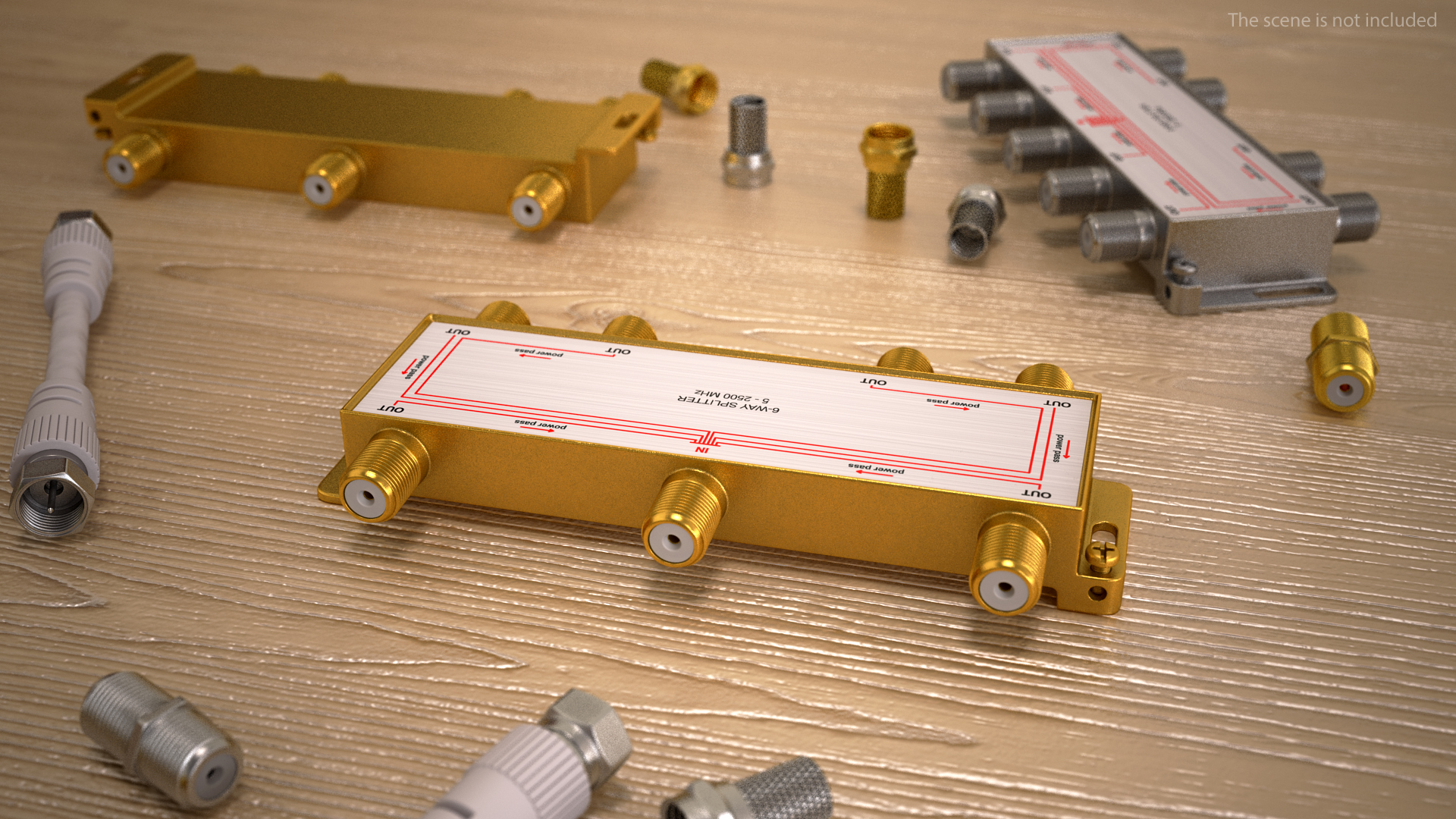 Wide Broadband Coaxial Splitter F Type 6 Way 3D model