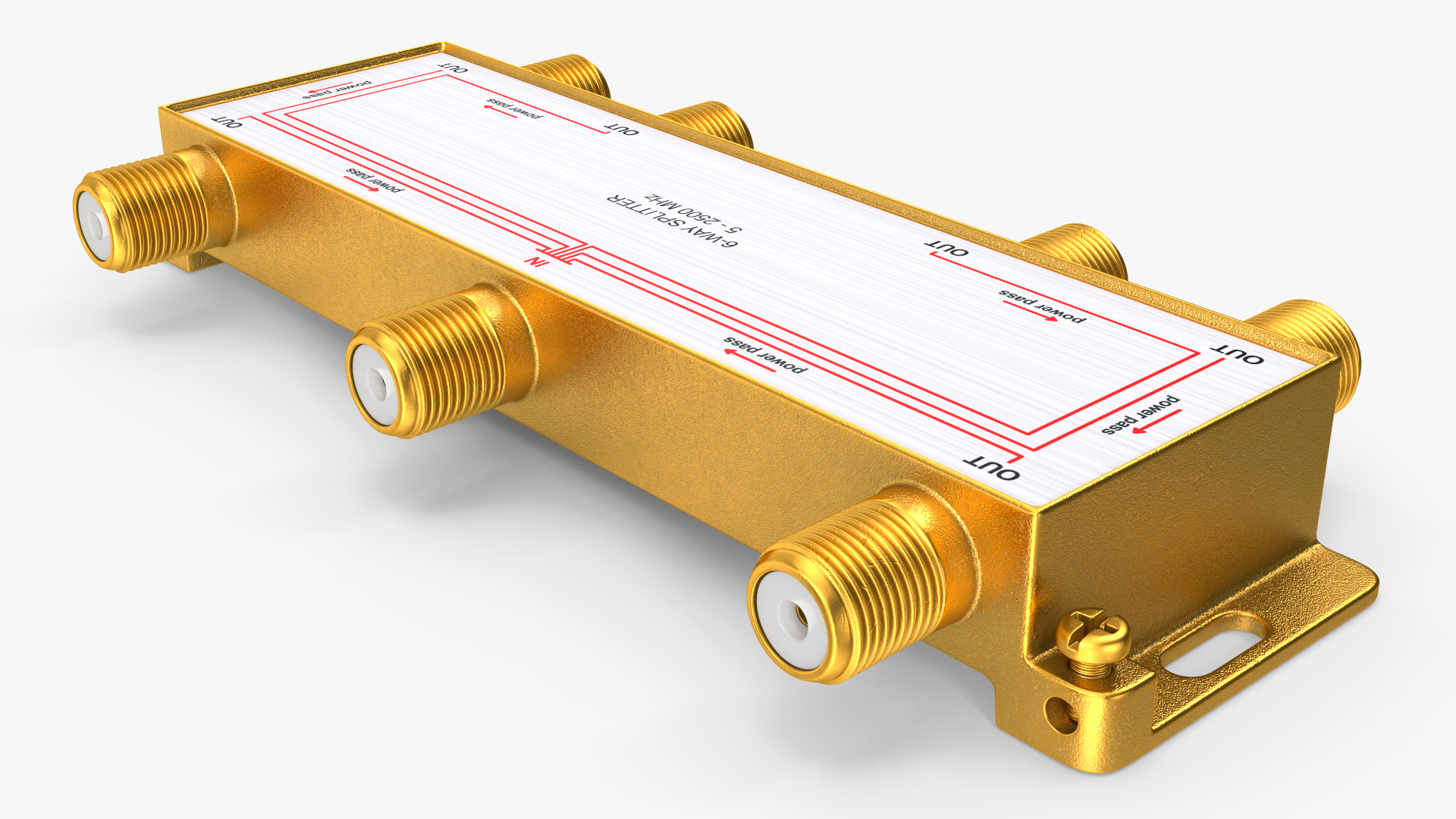 Wide Broadband Coaxial Splitter F Type 6 Way 3D model