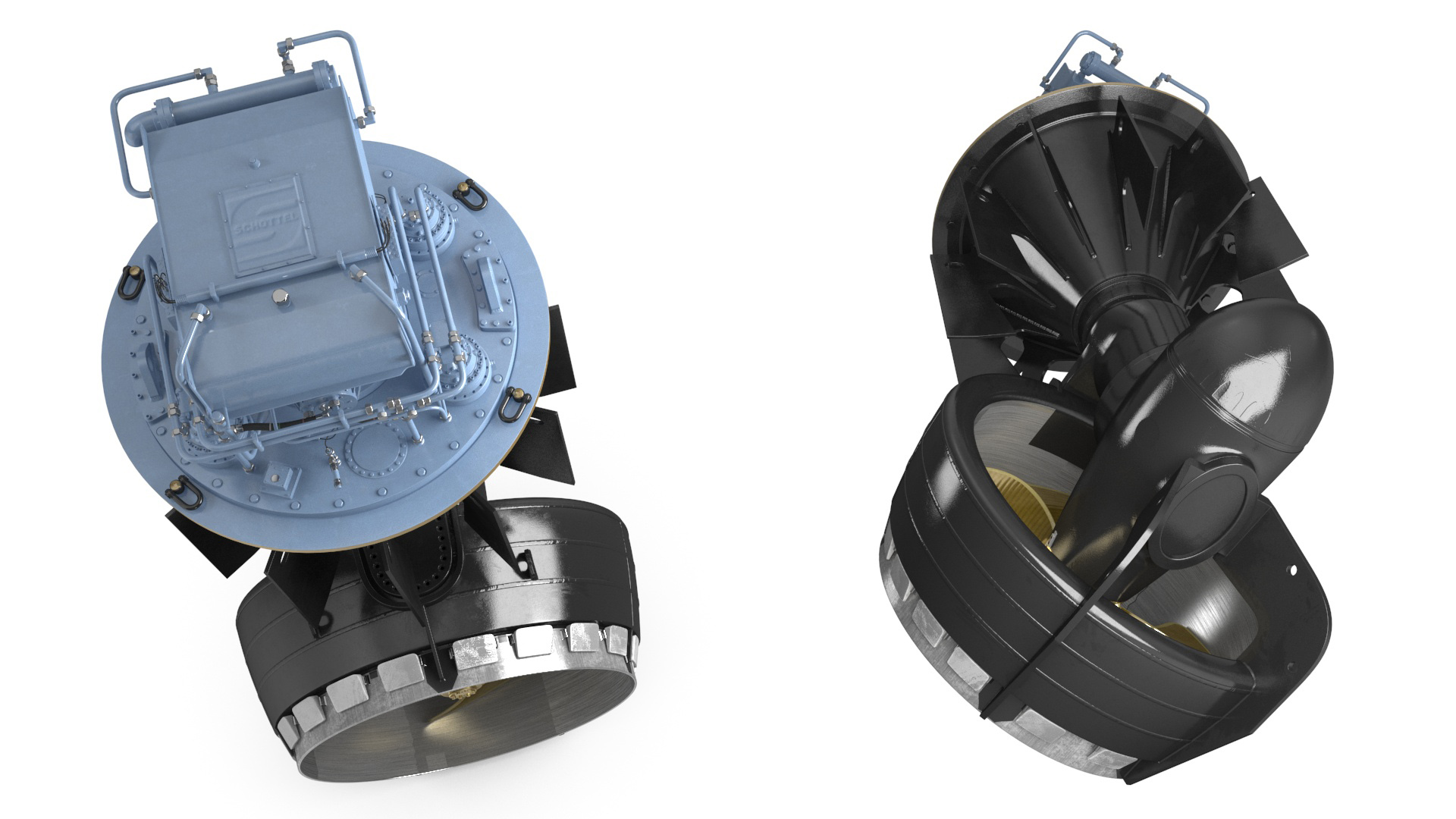 3D model Ship Rudder Propeller SCHOTTEL