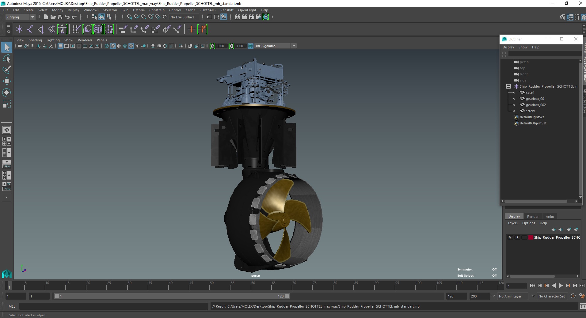 3D model Ship Rudder Propeller SCHOTTEL