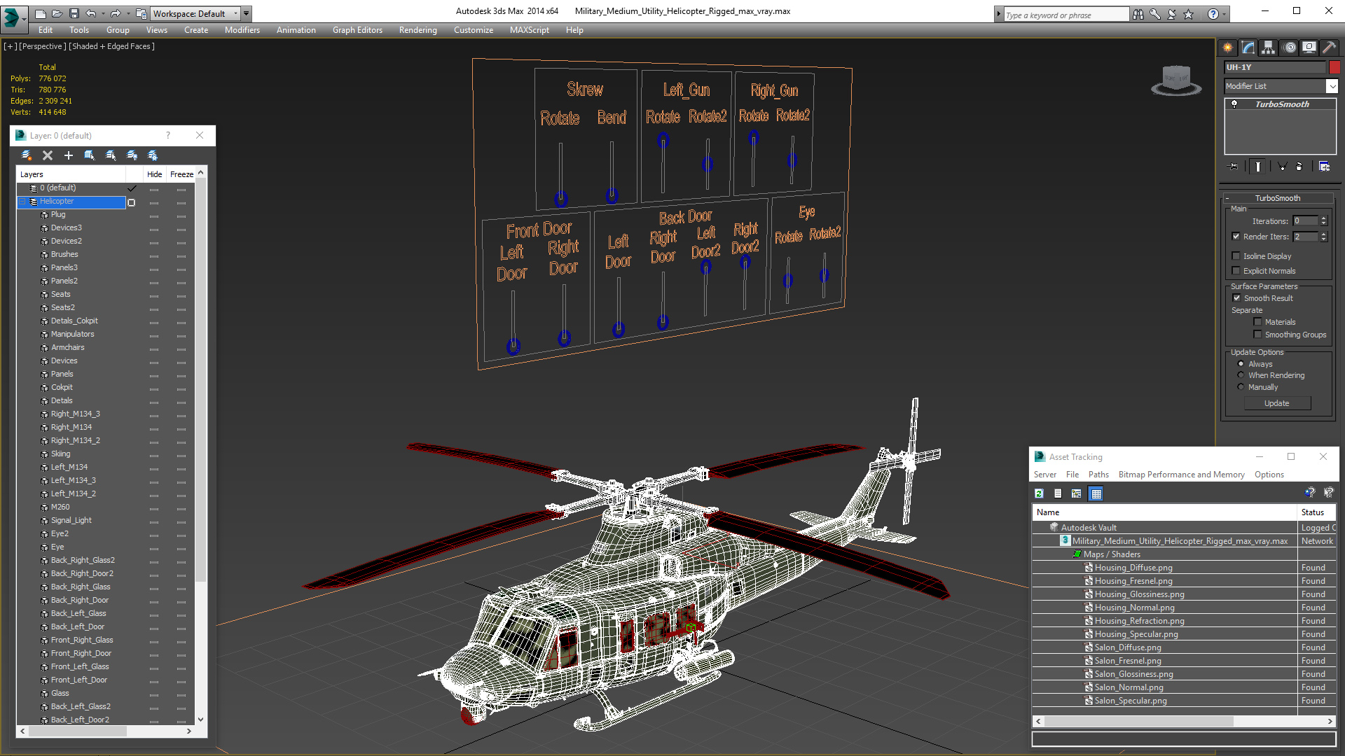 3D Military Medium Utility Helicopter Rigged