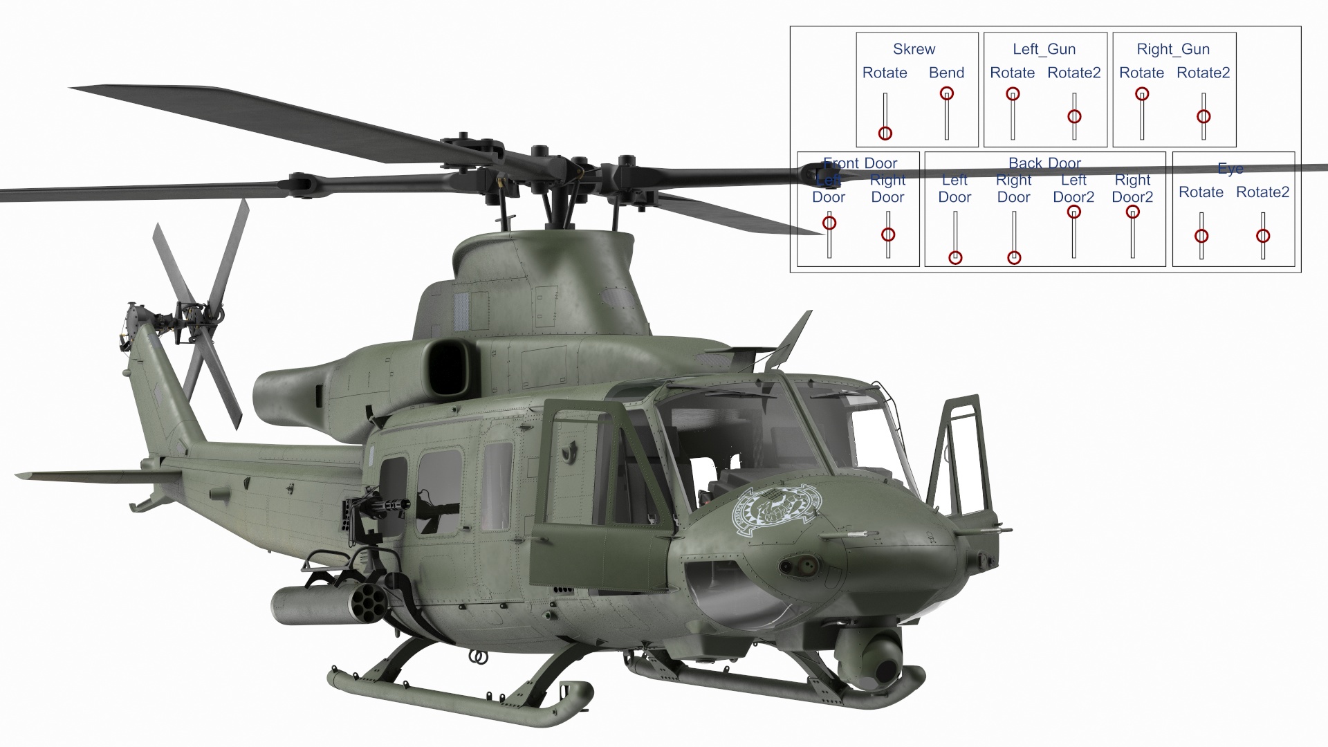 3D Military Medium Utility Helicopter Rigged