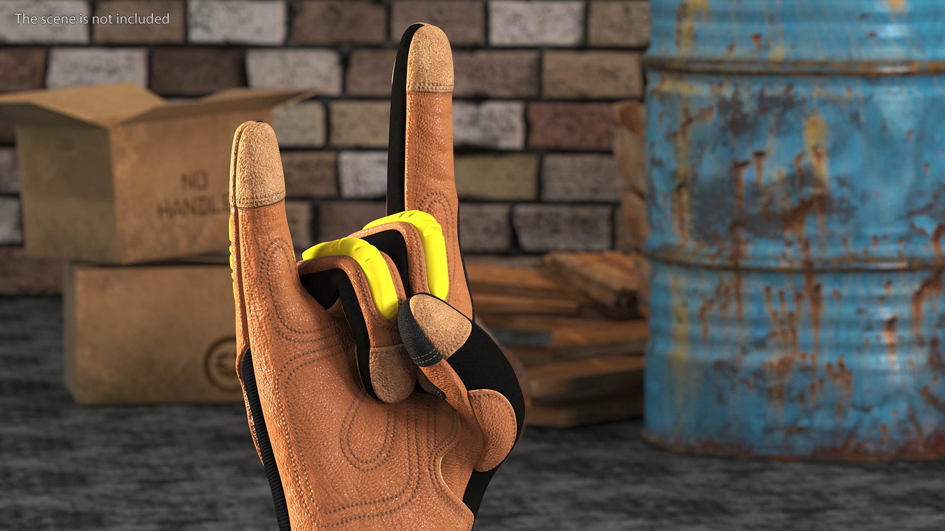 Safety Leather Gloves with Knuckle Guards Sign of the Horns 3D model