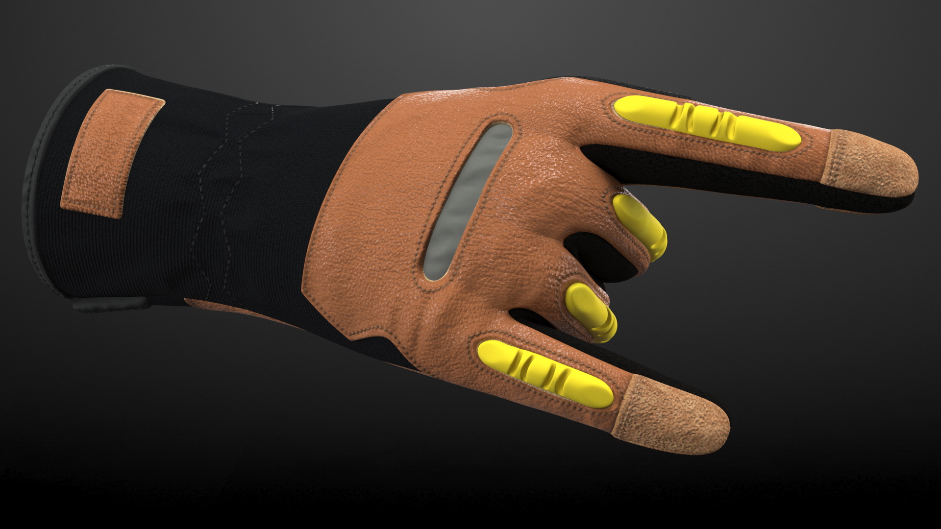 Safety Leather Gloves with Knuckle Guards Sign of the Horns 3D model