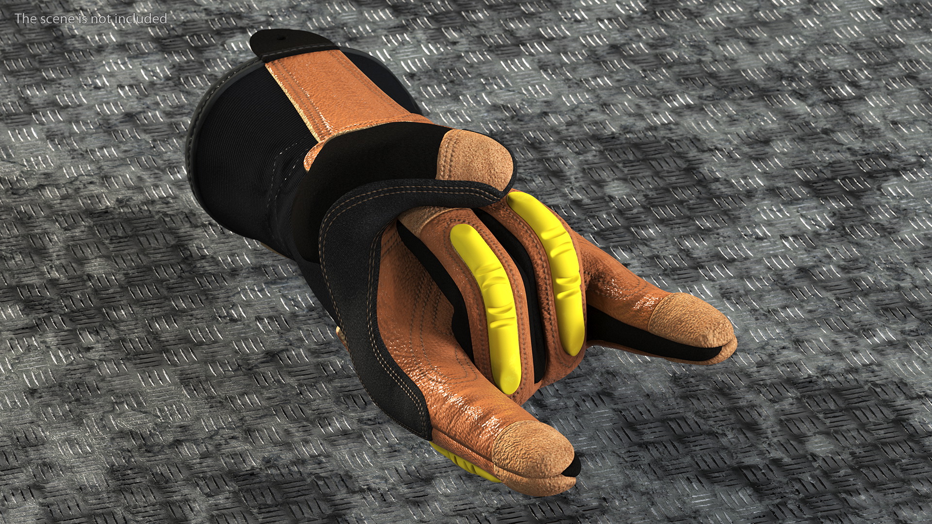 Safety Leather Gloves with Knuckle Guards Sign of the Horns 3D model
