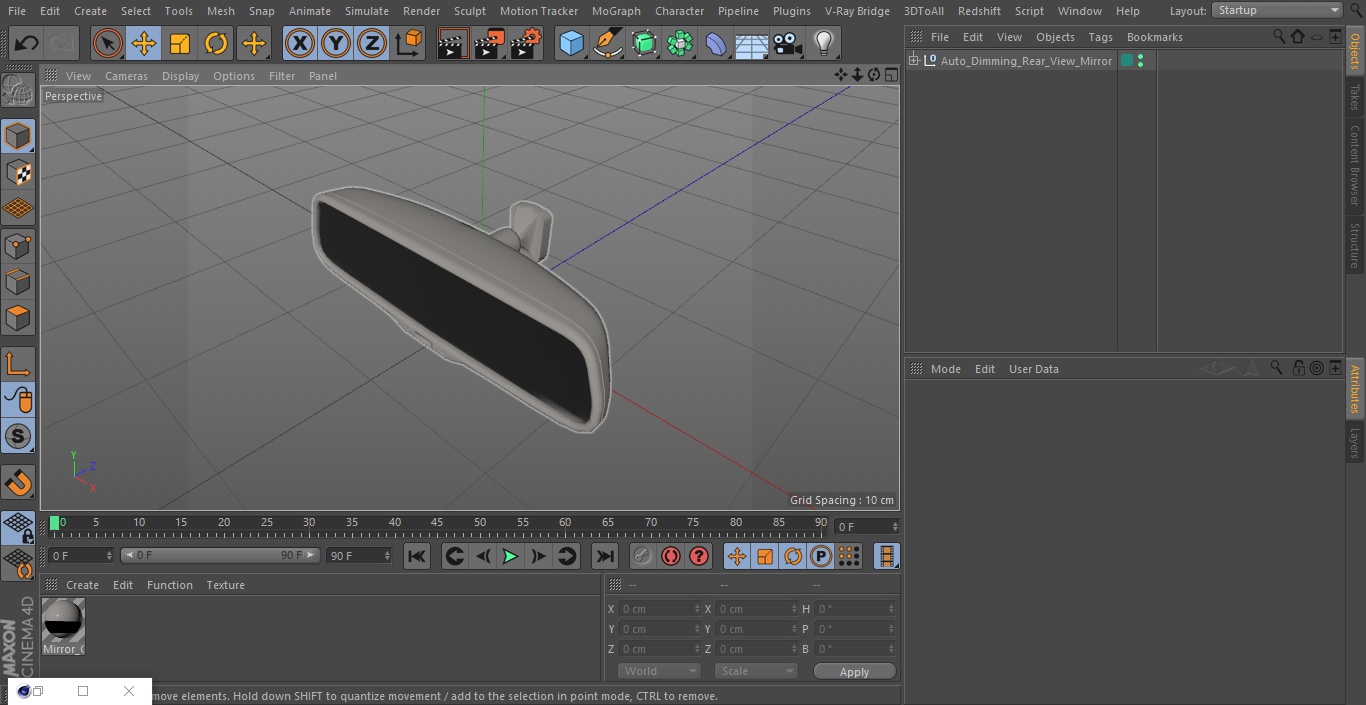 Auto Dimming Rear View Mirror 3D model