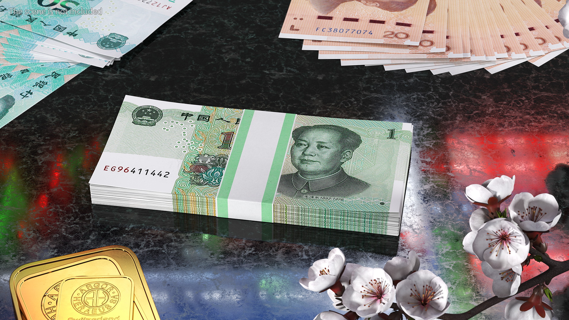 Pack of Chinese 1 Yuan 2019 Banknotes 3D