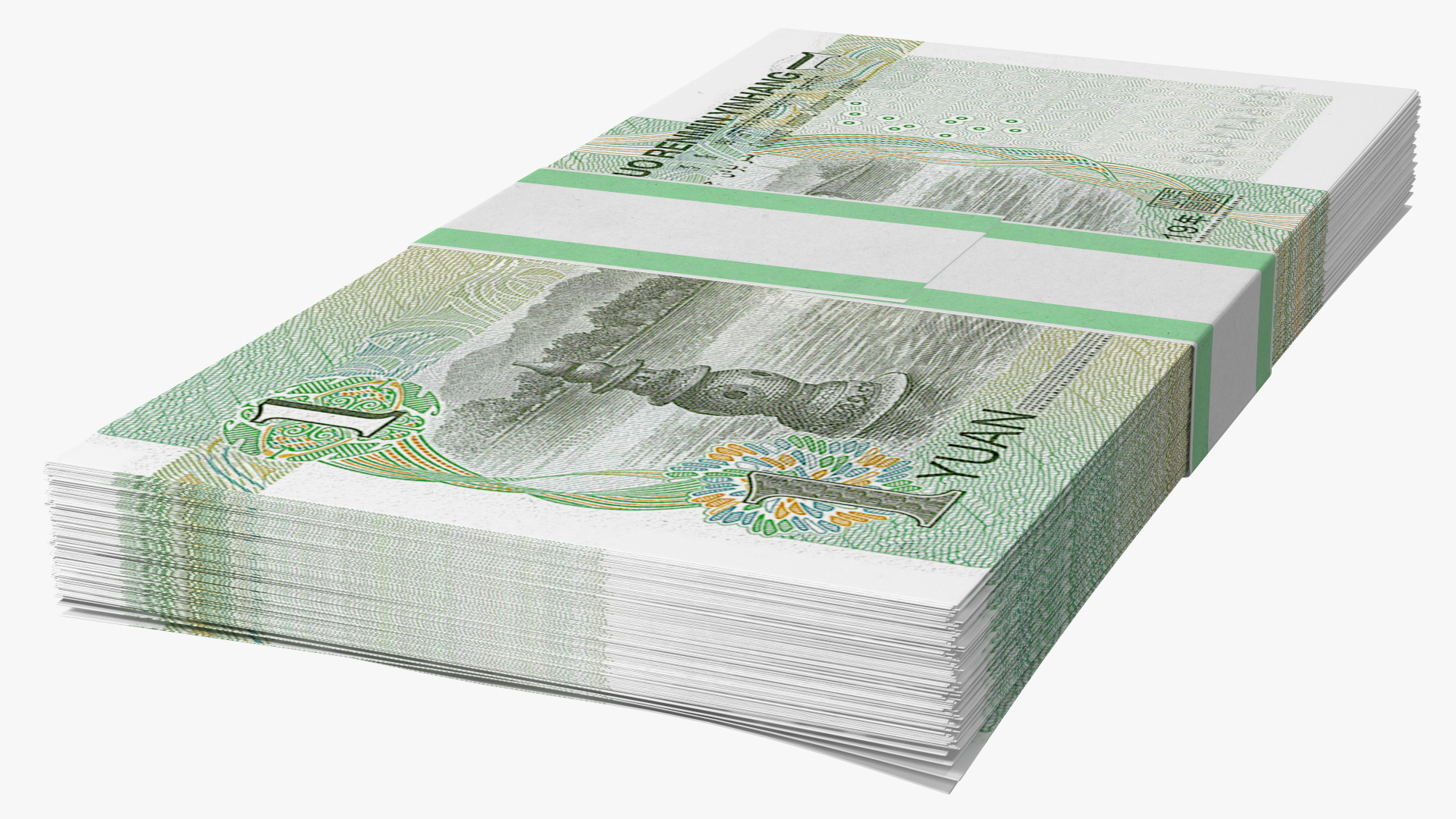 Pack of Chinese 1 Yuan 2019 Banknotes 3D