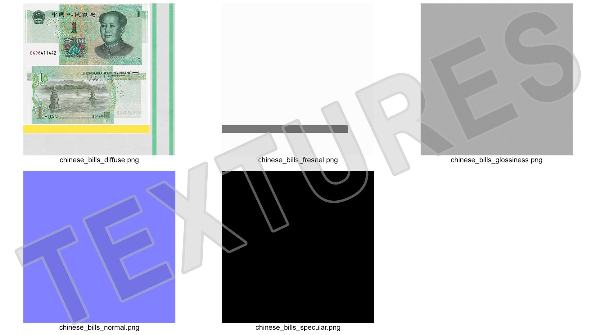 Pack of Chinese 1 Yuan 2019 Banknotes 3D