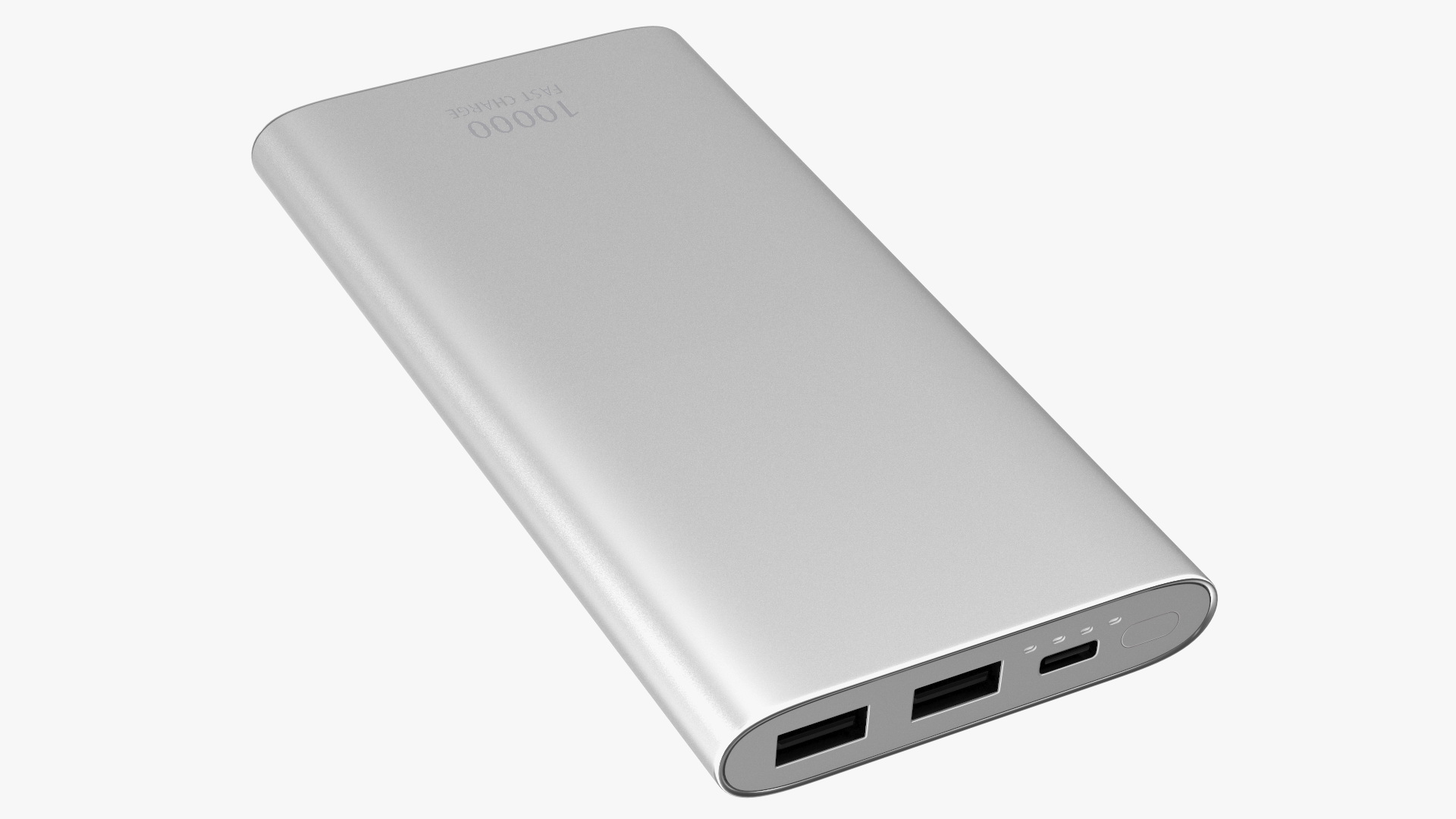 Type A and C Power Bank 10000mAh Silver 3D model
