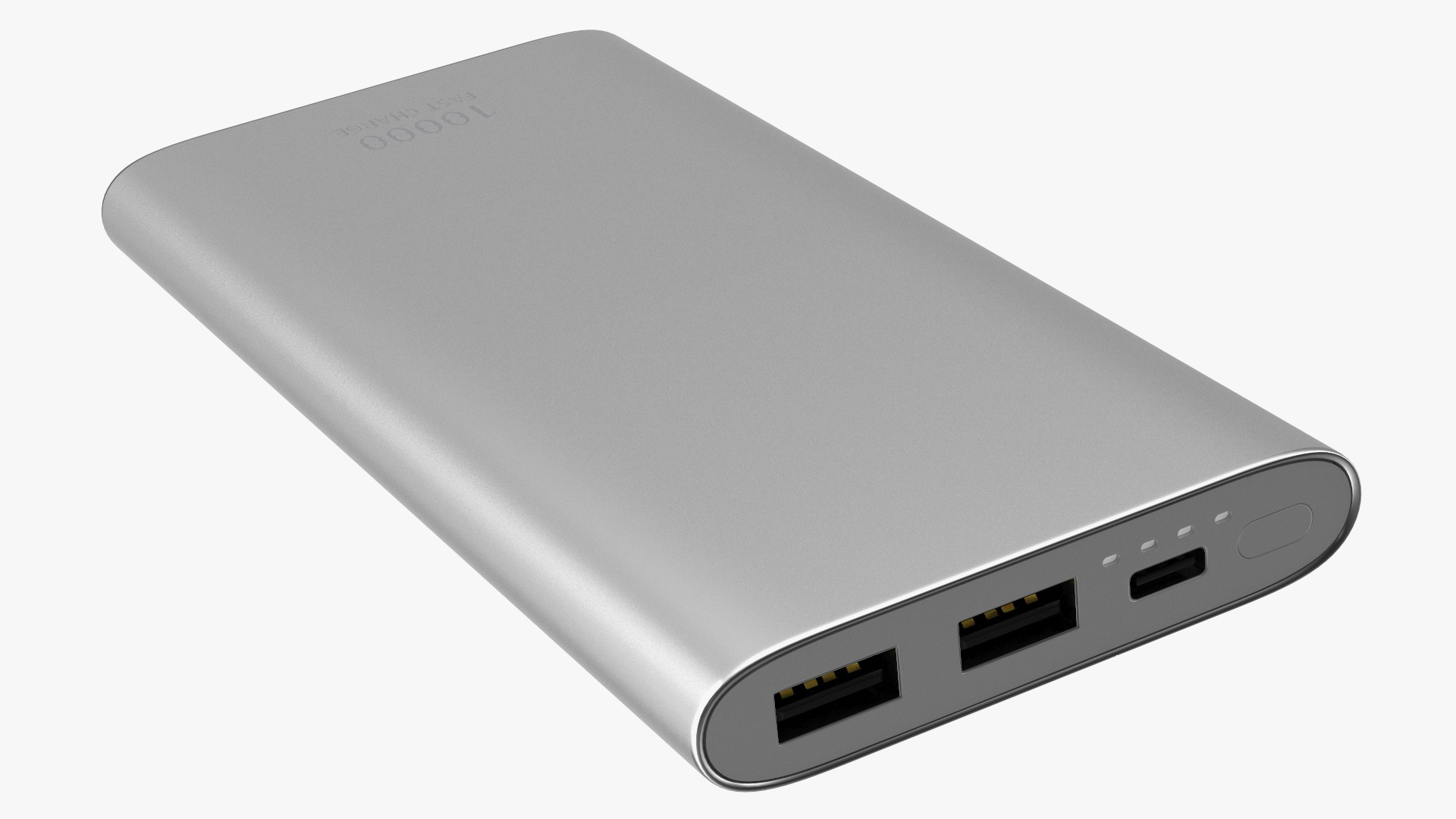 Type A and C Power Bank 10000mAh Silver 3D model