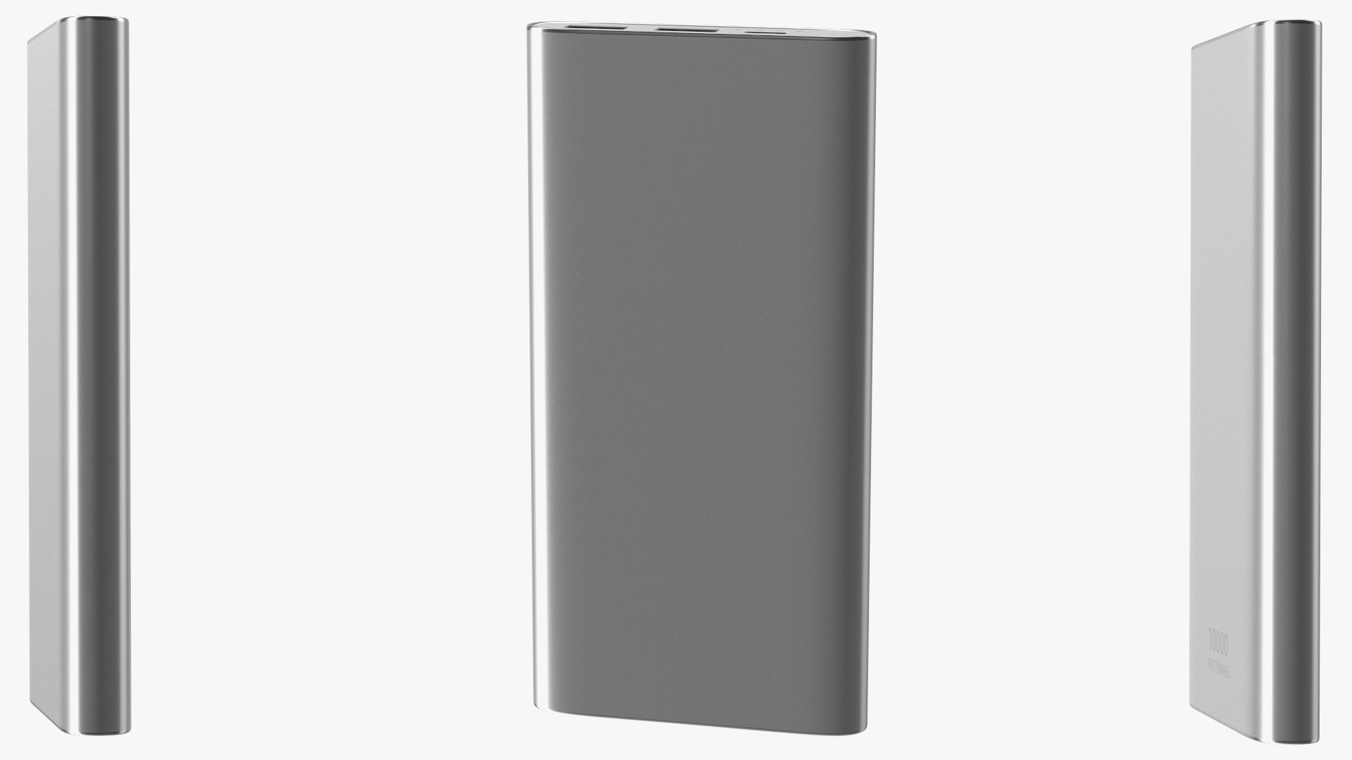 Type A and C Power Bank 10000mAh Silver 3D model