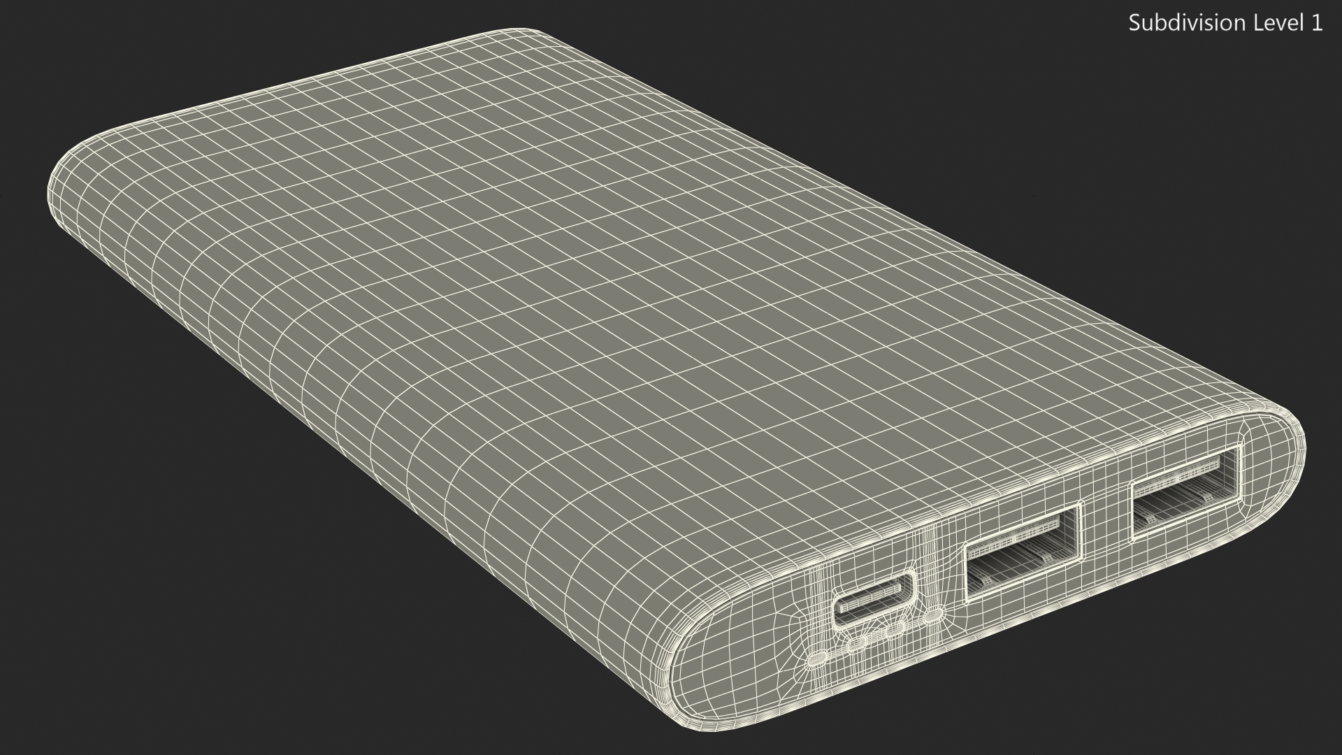 Type A and C Power Bank 10000mAh Silver 3D model