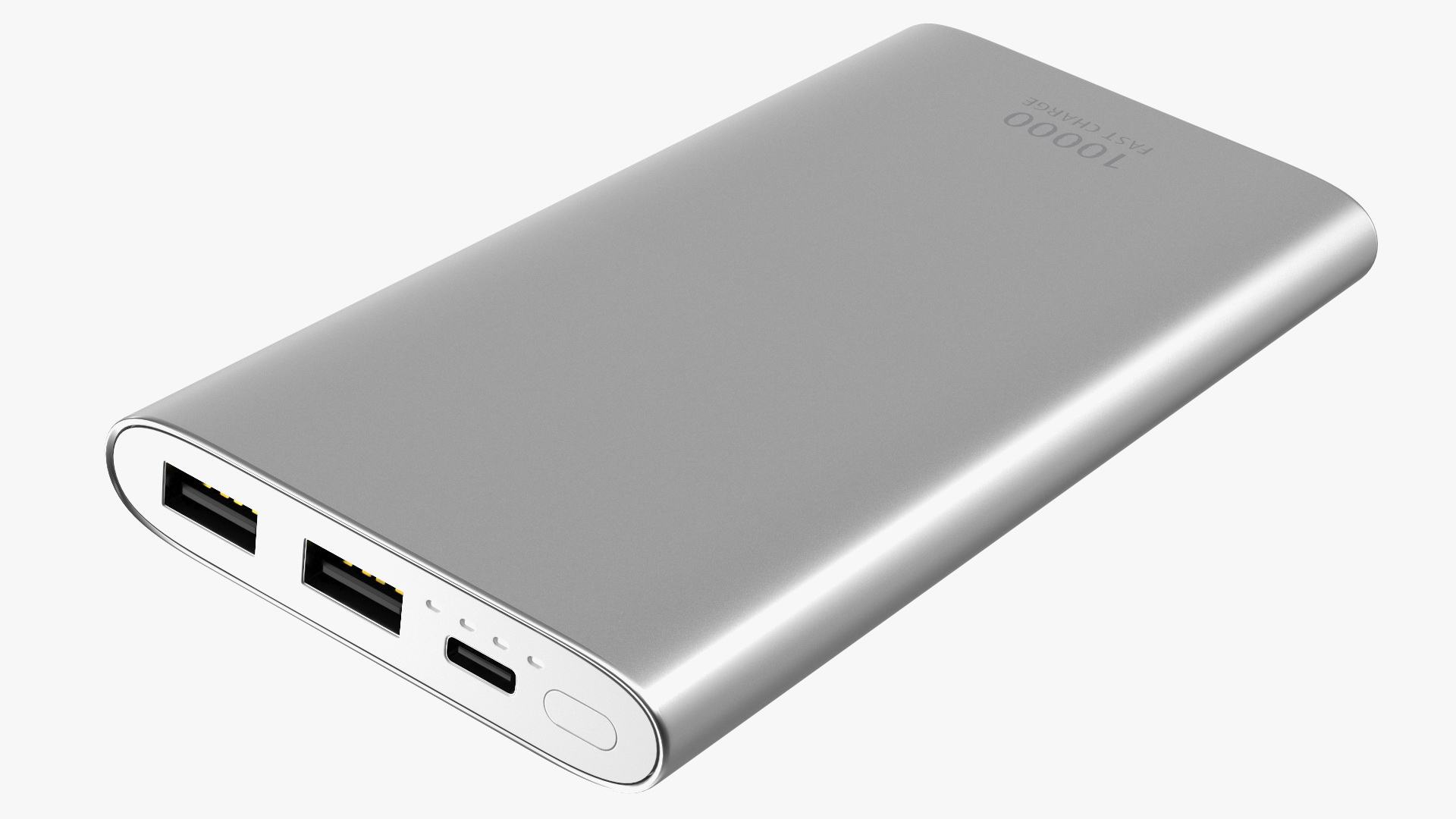 Type A and C Power Bank 10000mAh Silver 3D model