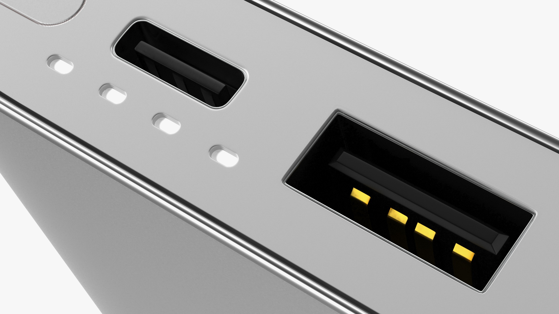 Type A and C Power Bank 10000mAh Silver 3D model