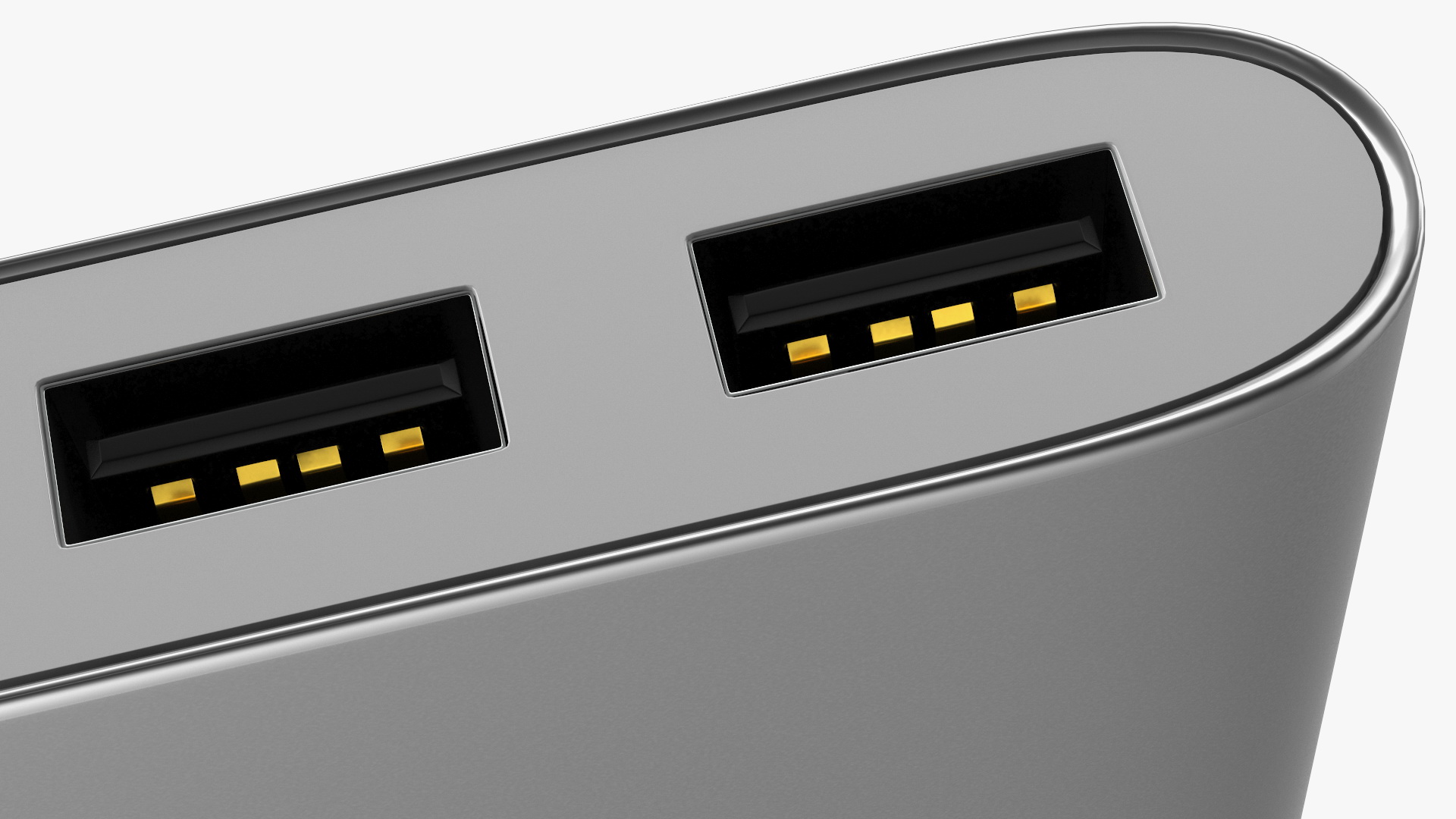 Type A and C Power Bank 10000mAh Silver 3D model