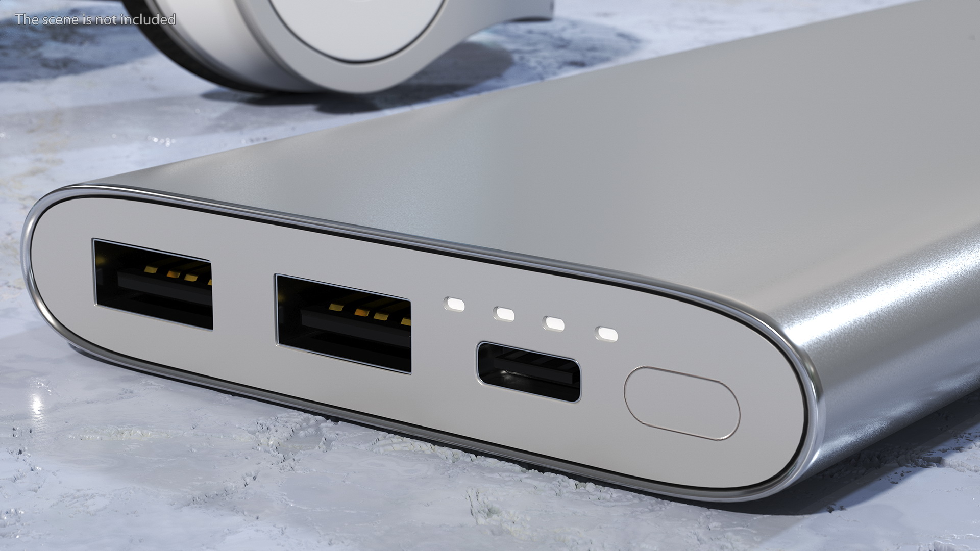 Type A and C Power Bank 10000mAh Silver 3D model
