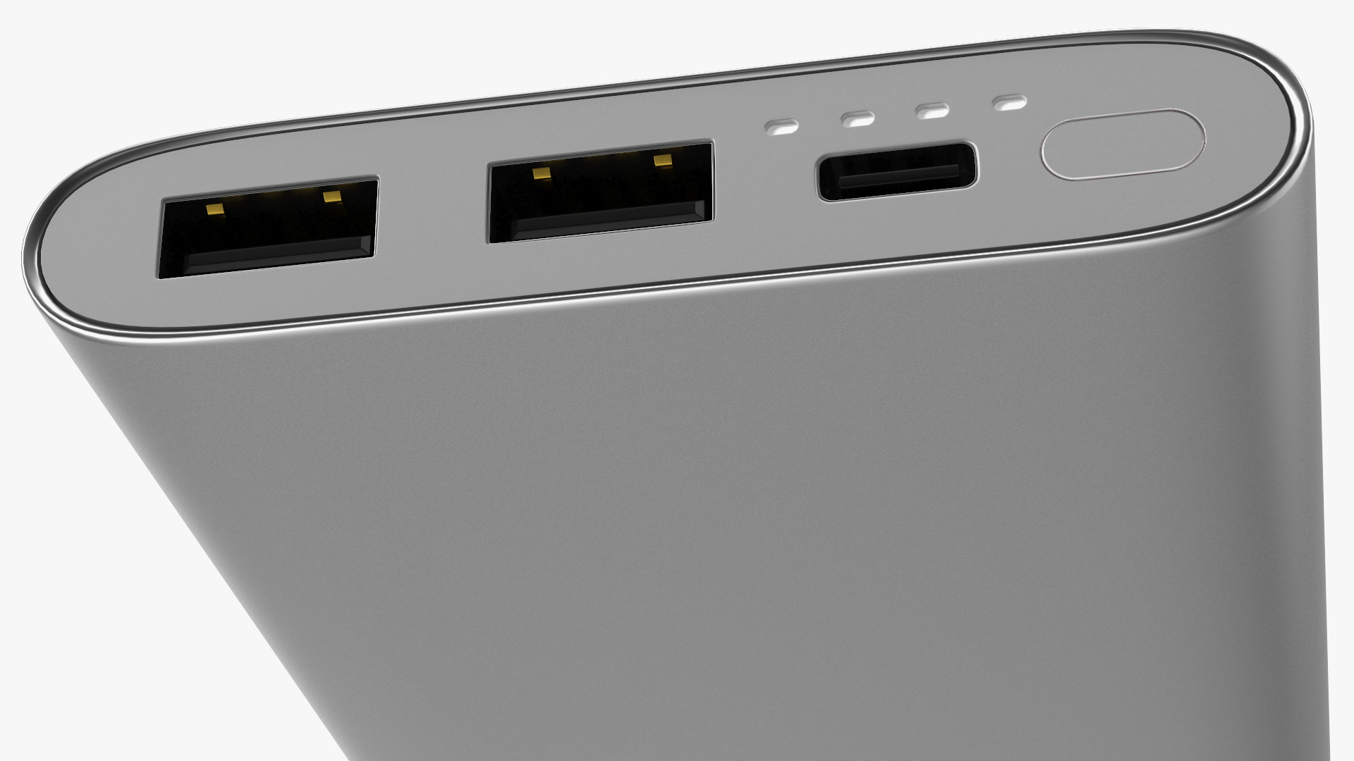 Type A and C Power Bank 10000mAh Silver 3D model