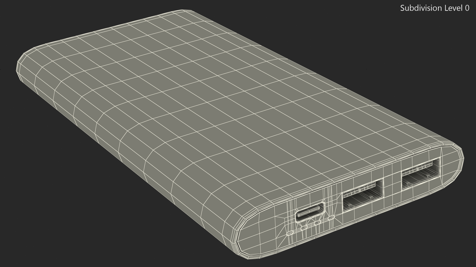 Type A and C Power Bank 10000mAh Silver 3D model