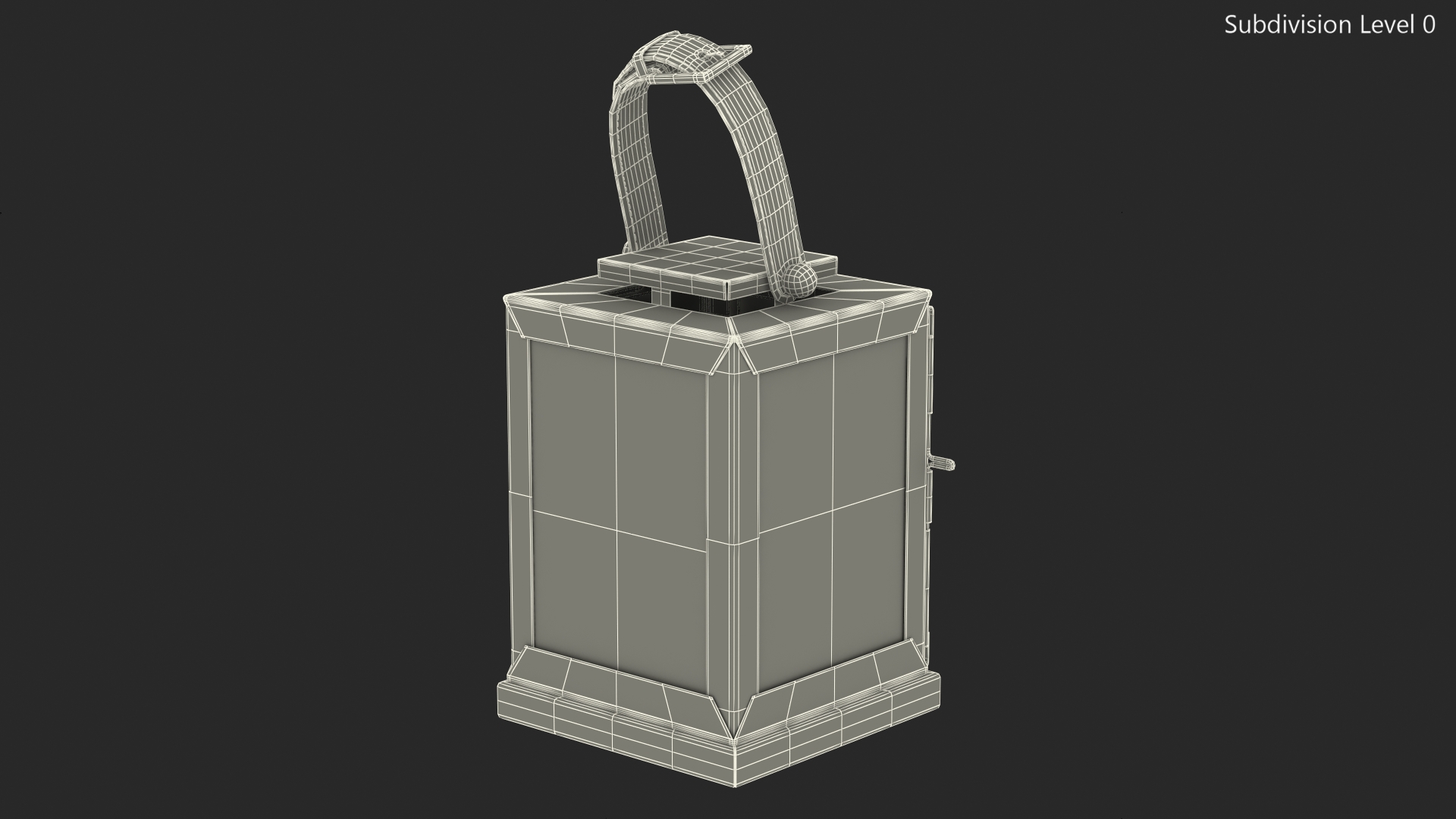 Square Glass and Metal Lantern with Candle 3D