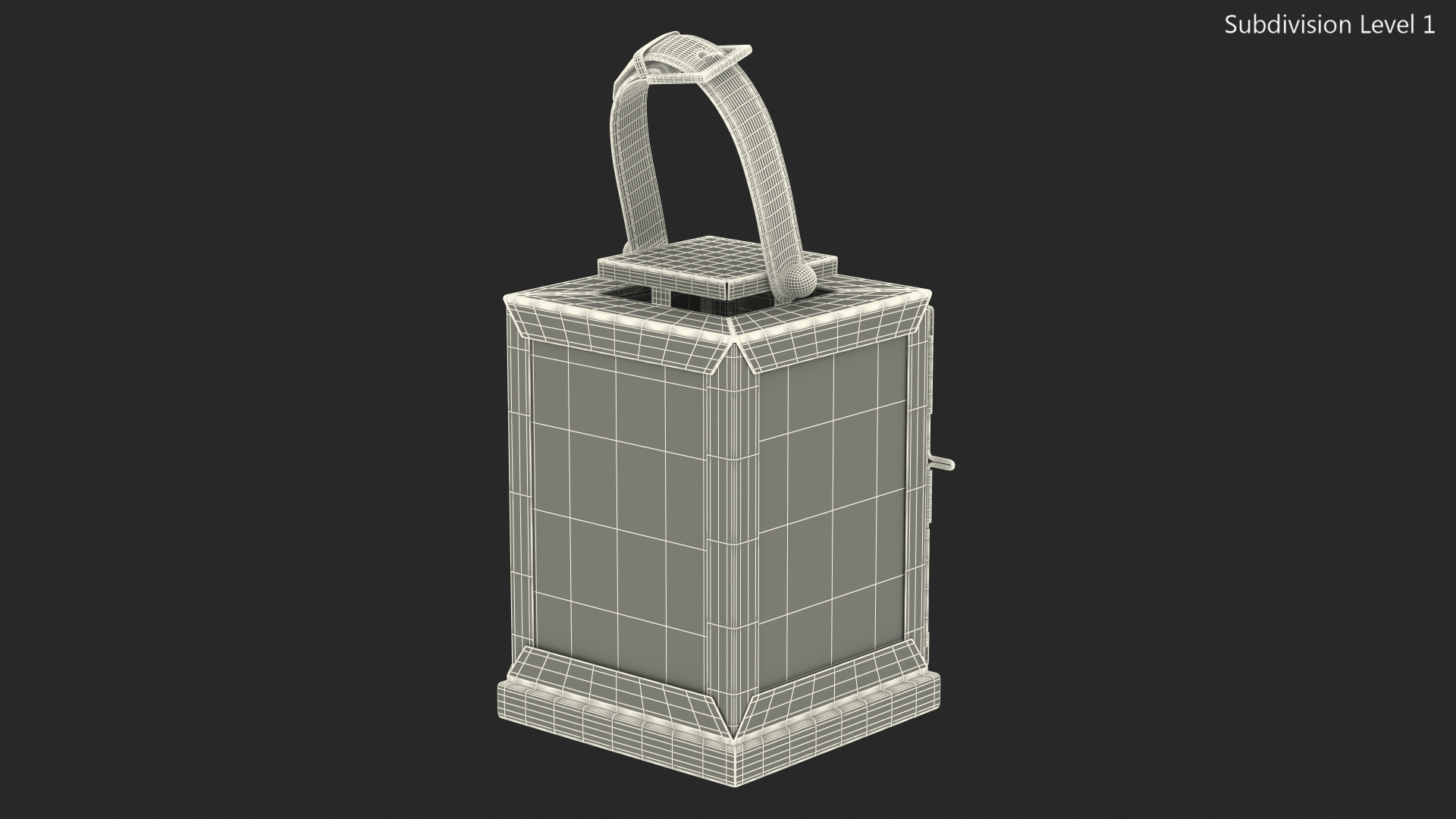 Square Glass and Metal Lantern with Candle 3D