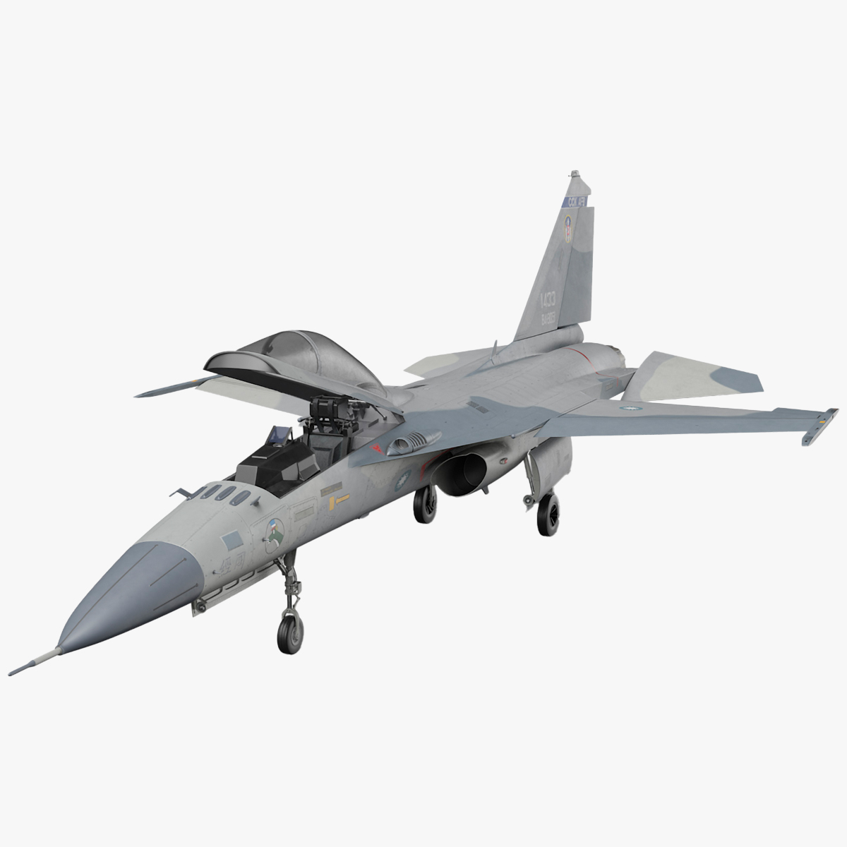 Unarmed Fighter Jet AIDC F-CK-1 Rigged for Cinema 4D 3D