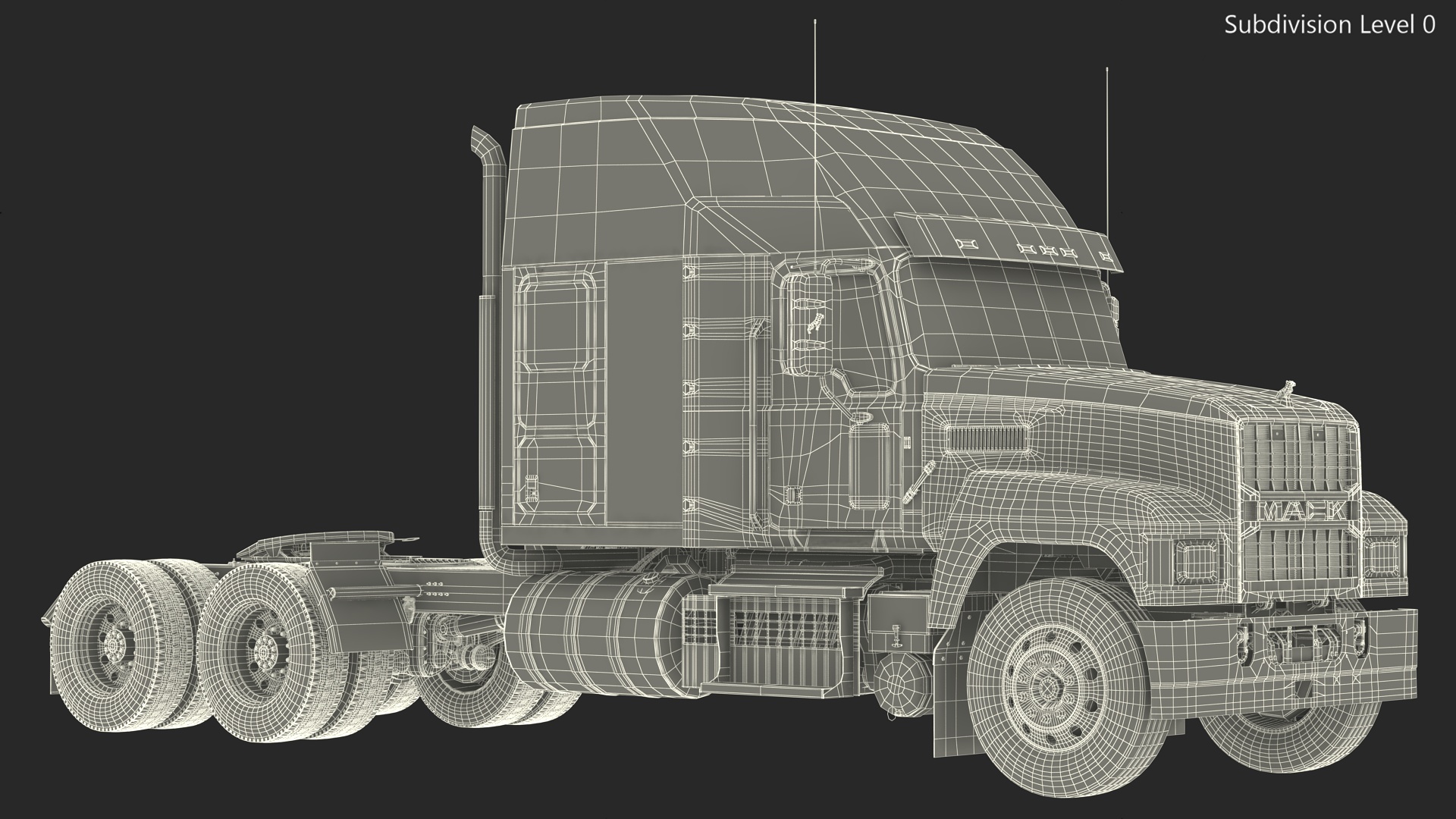 Mack 2025 Pinnacle Day Cab Red Rigged 3D