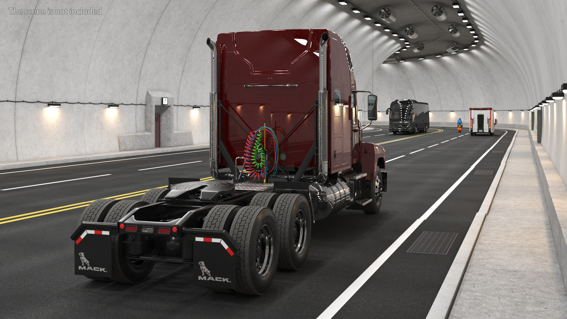 Mack 2025 Pinnacle Day Cab Red Rigged 3D