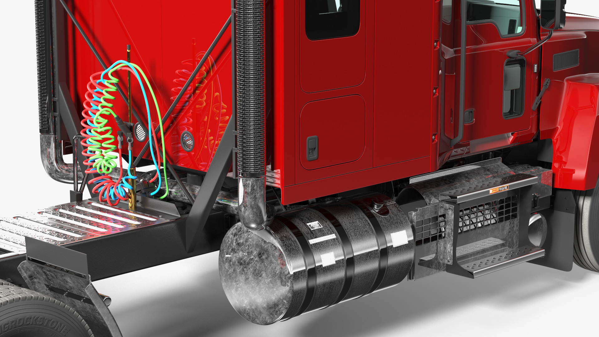 Mack 2025 Pinnacle Day Cab Red Rigged 3D