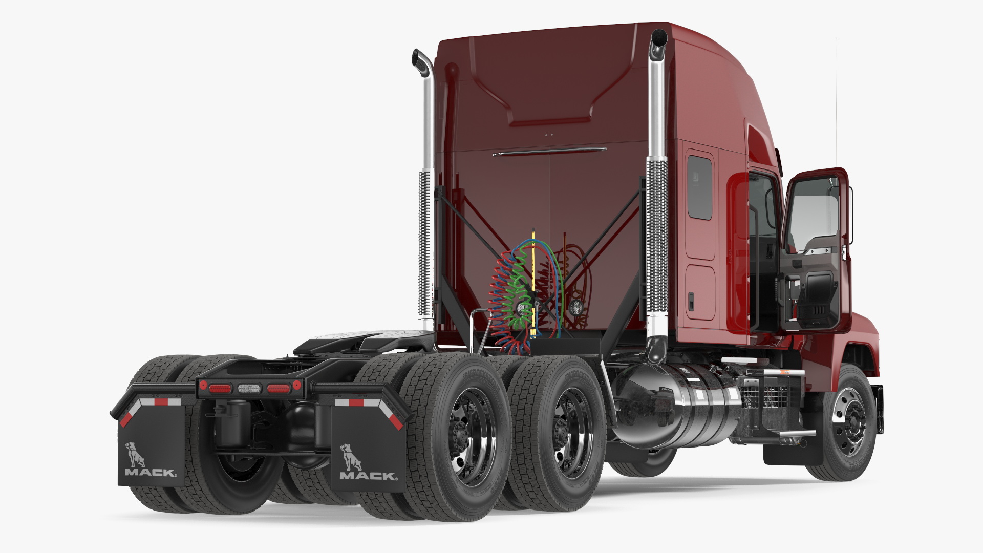 Mack 2025 Pinnacle Day Cab Red Rigged 3D