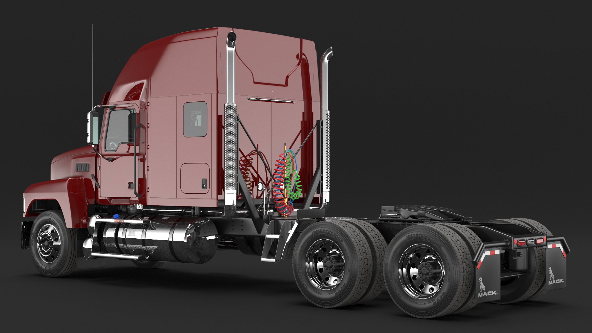 Mack 2025 Pinnacle Day Cab Red Rigged 3D