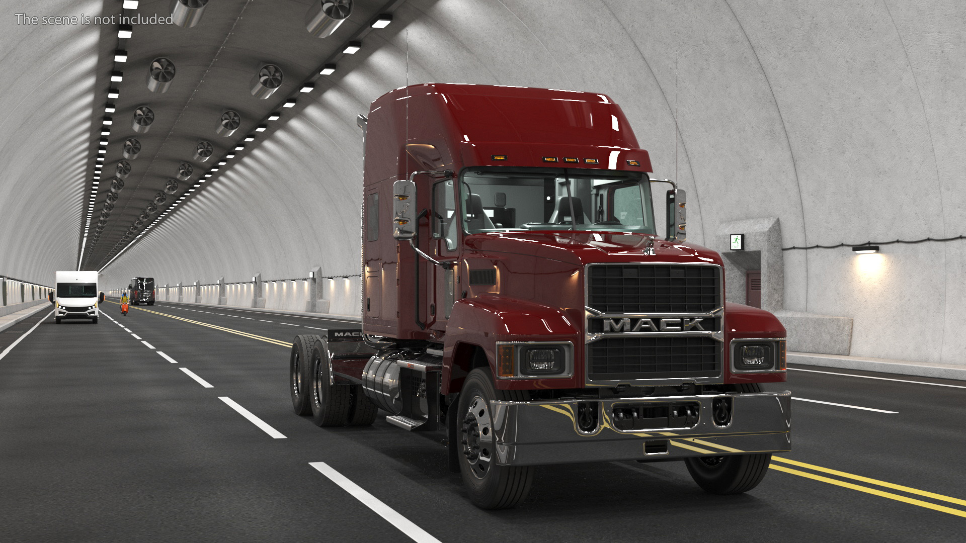 Mack 2025 Pinnacle Day Cab Red Rigged 3D