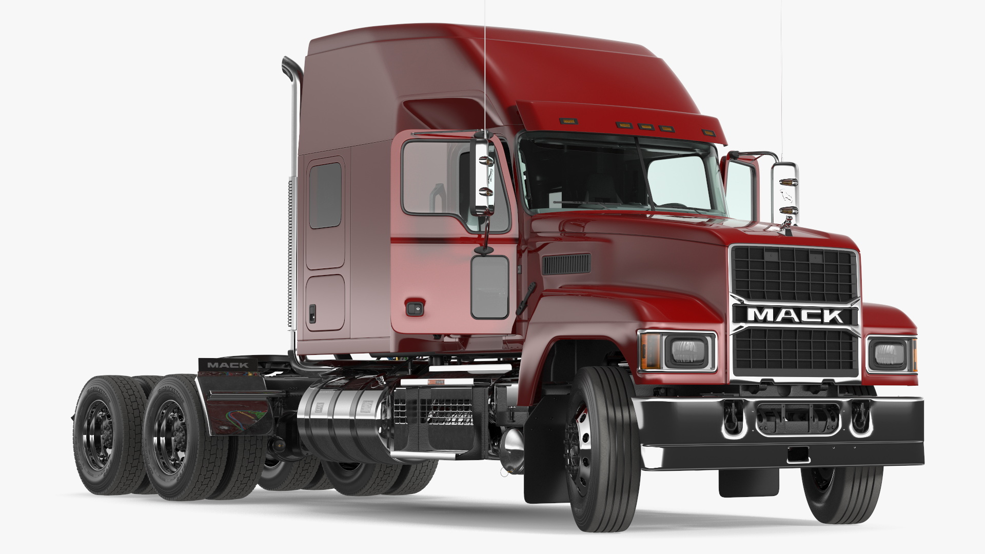 Mack 2025 Pinnacle Day Cab Red Rigged 3D