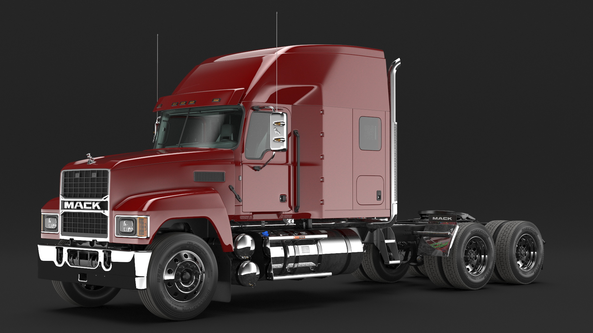 Mack 2025 Pinnacle Day Cab Red Rigged 3D