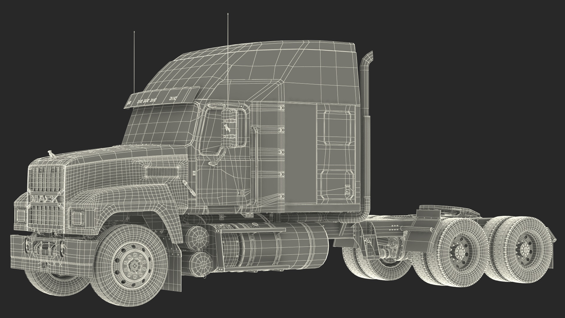 Mack 2025 Pinnacle Day Cab Red Rigged 3D