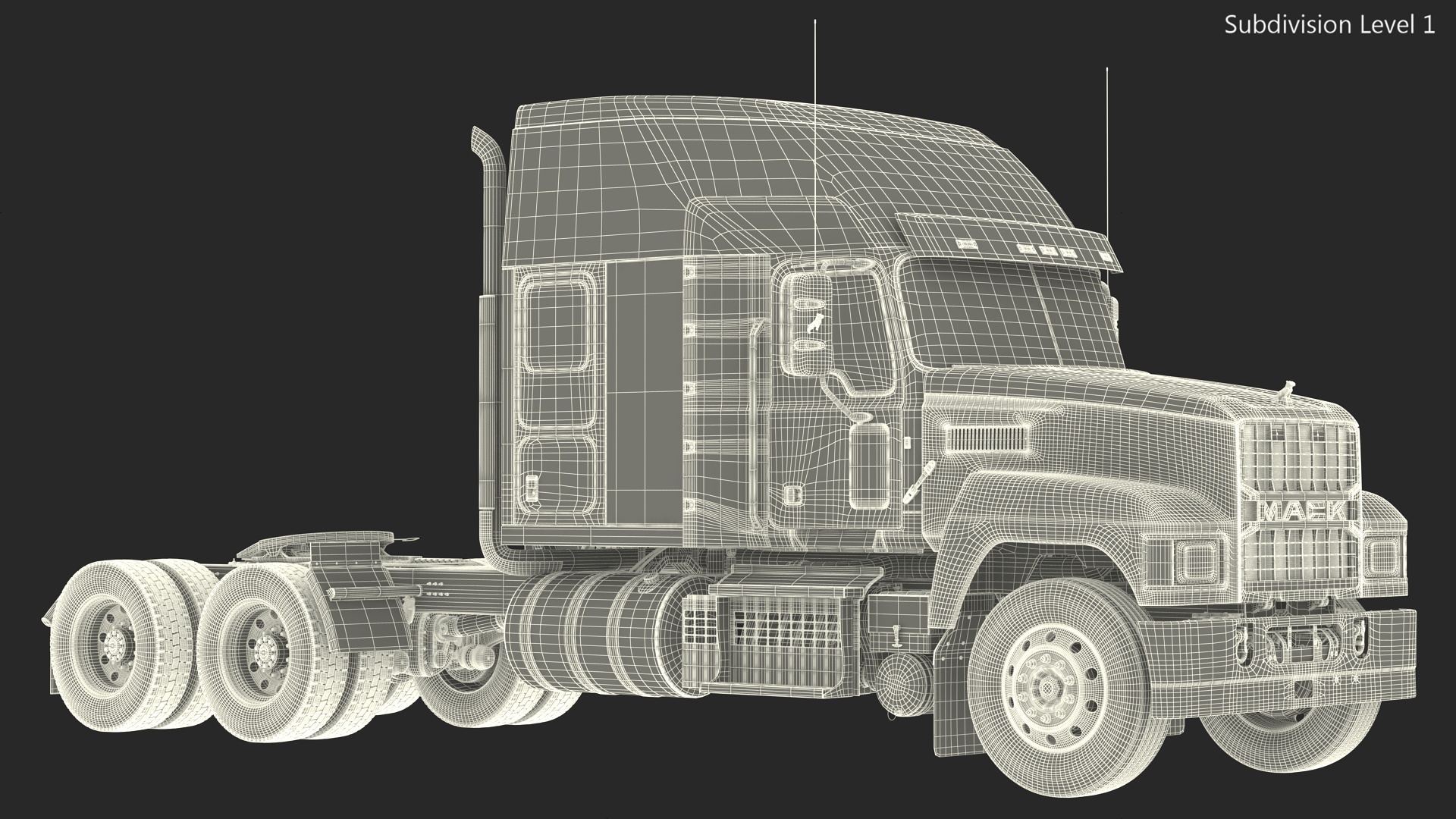 Mack 2025 Pinnacle Day Cab Red Rigged 3D