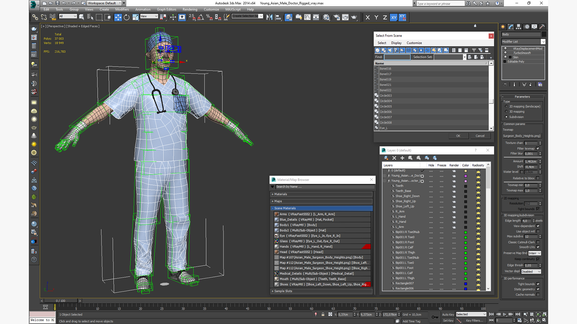 Young Asian Male Doctor Rigged for Cinema 4D 3D model