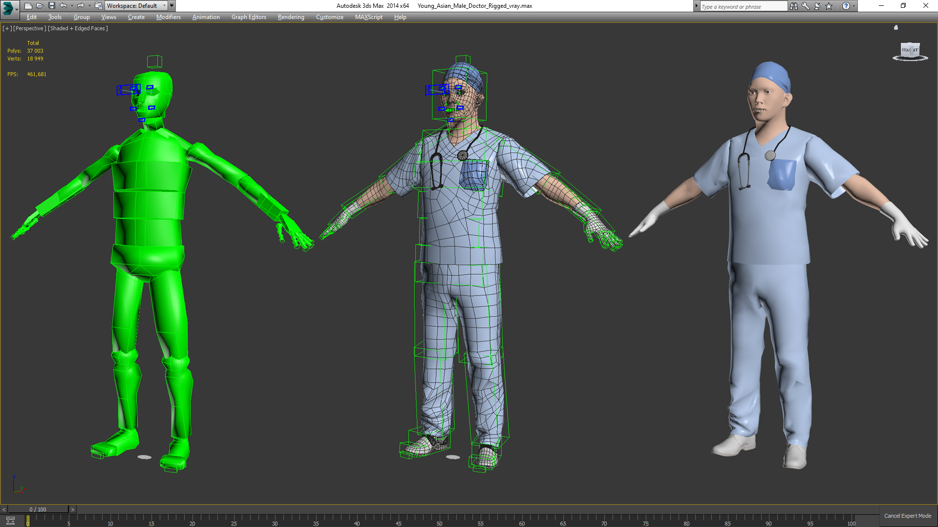 Young Asian Male Doctor Rigged for Cinema 4D 3D model